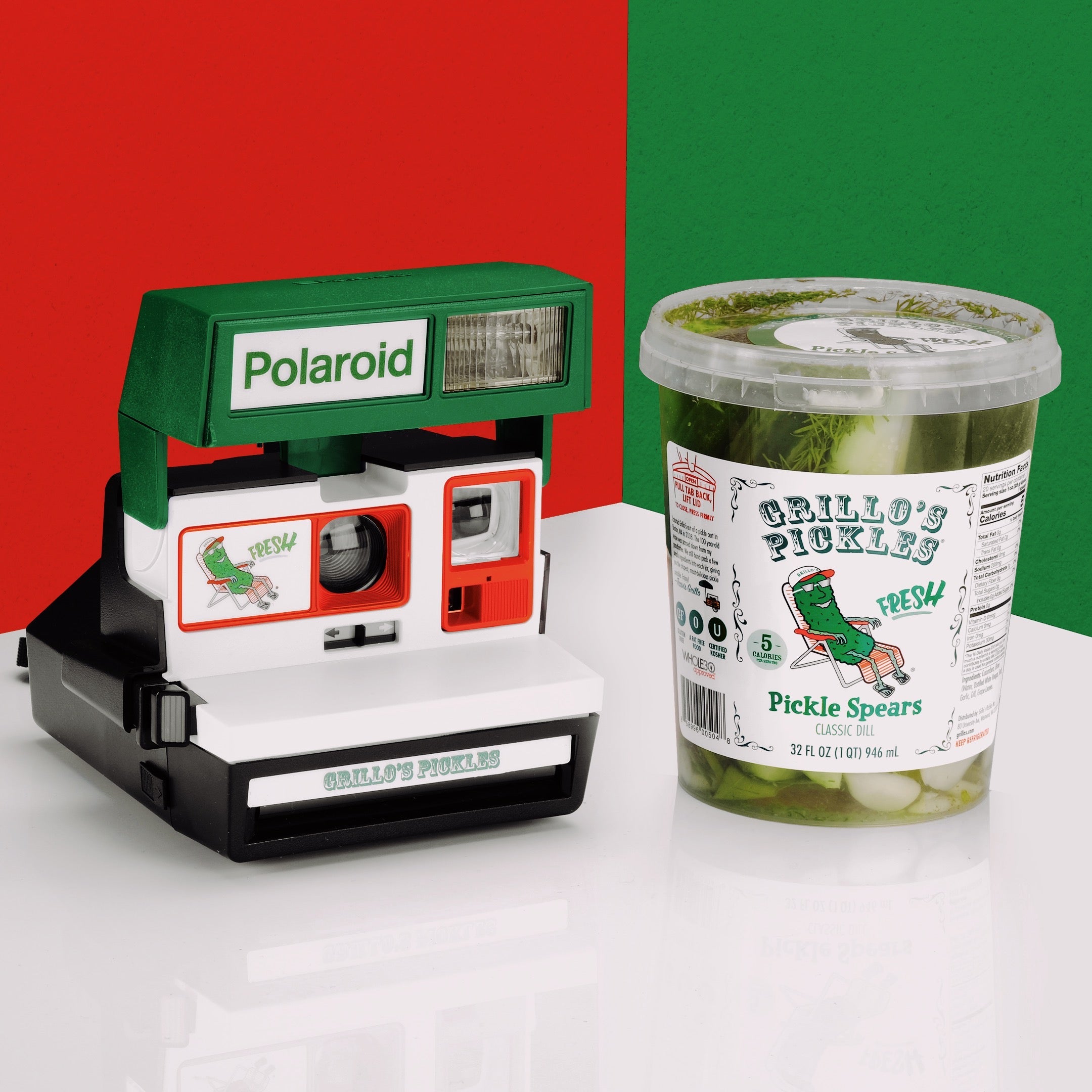 A Grillo's Pickles Polaroid Camera