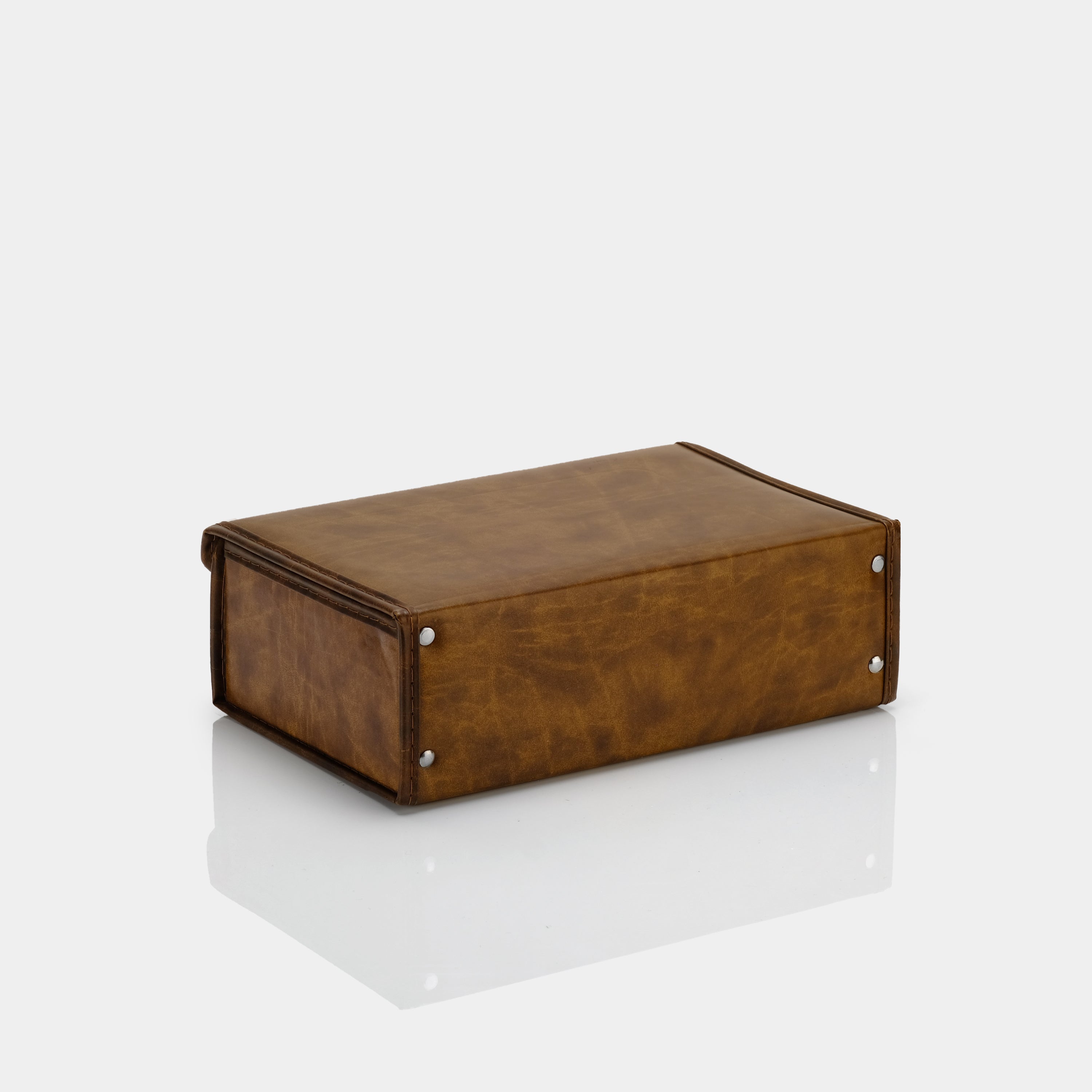 Brown Leather Cassette Tape Storage Case