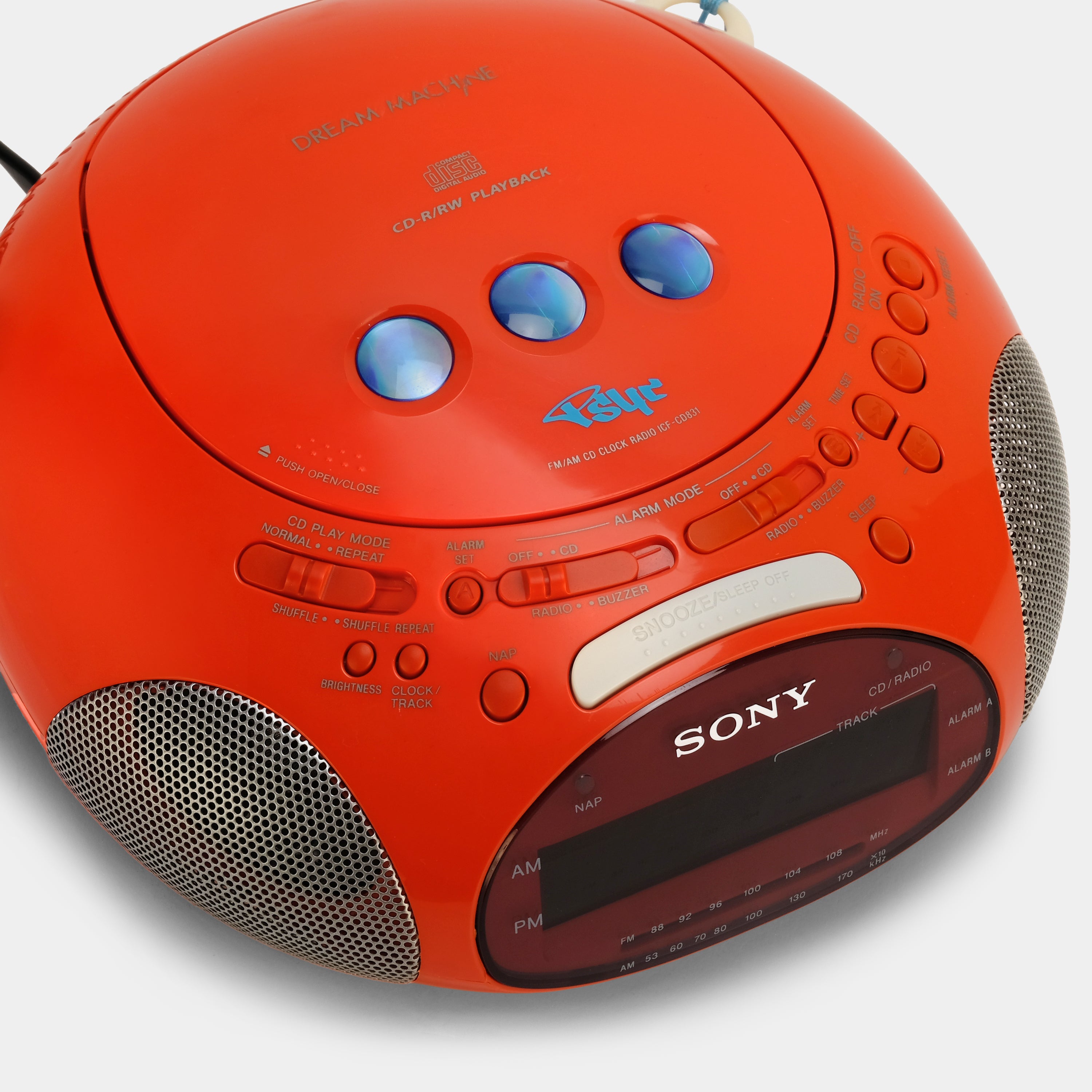 Sony Psyc ICF-CD831 Red Dream Machine AM/FM CD Clock Radio