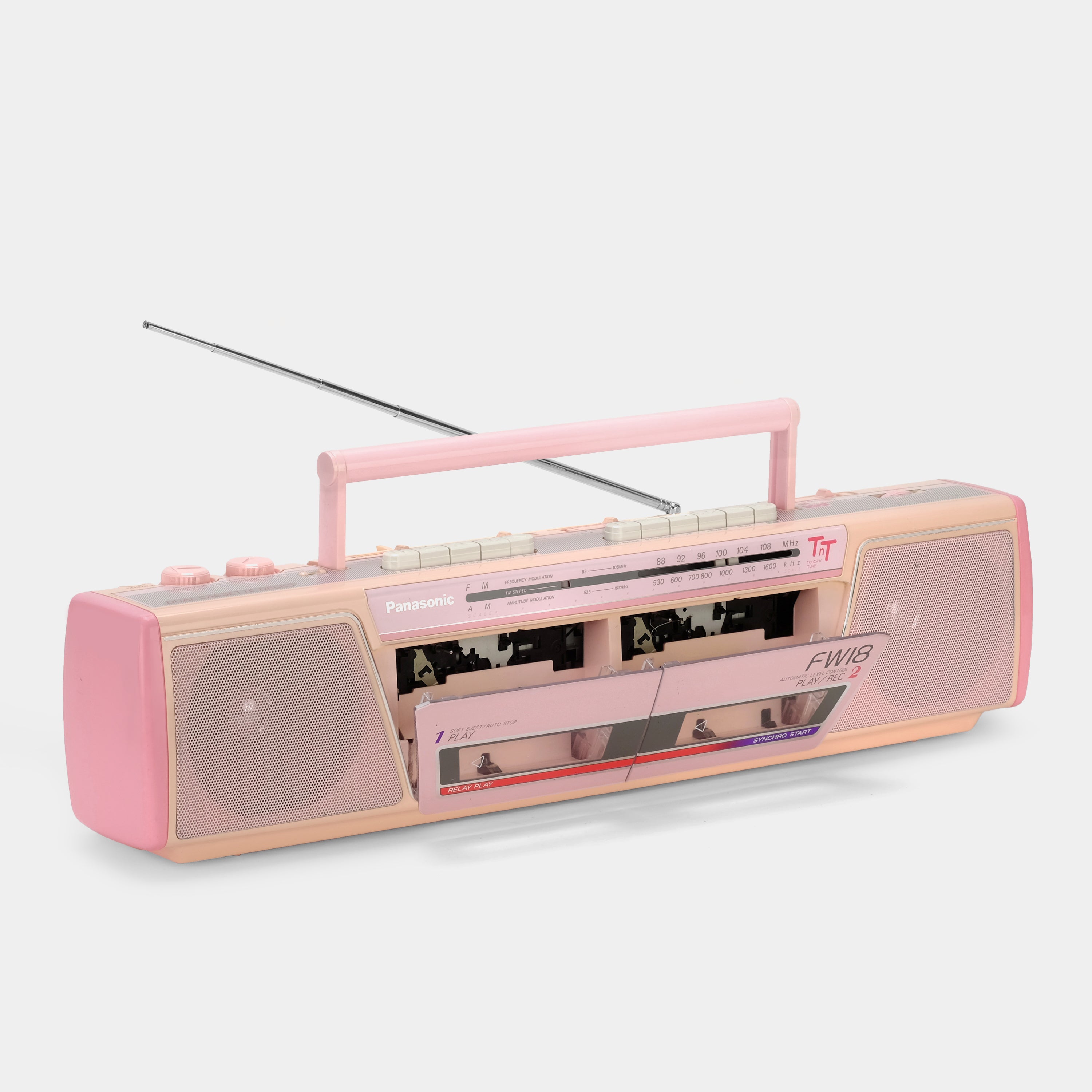 Panasonic RX-FW18 AM/FM Stereo Pink Boombox Double Cassette Recorder and Player
