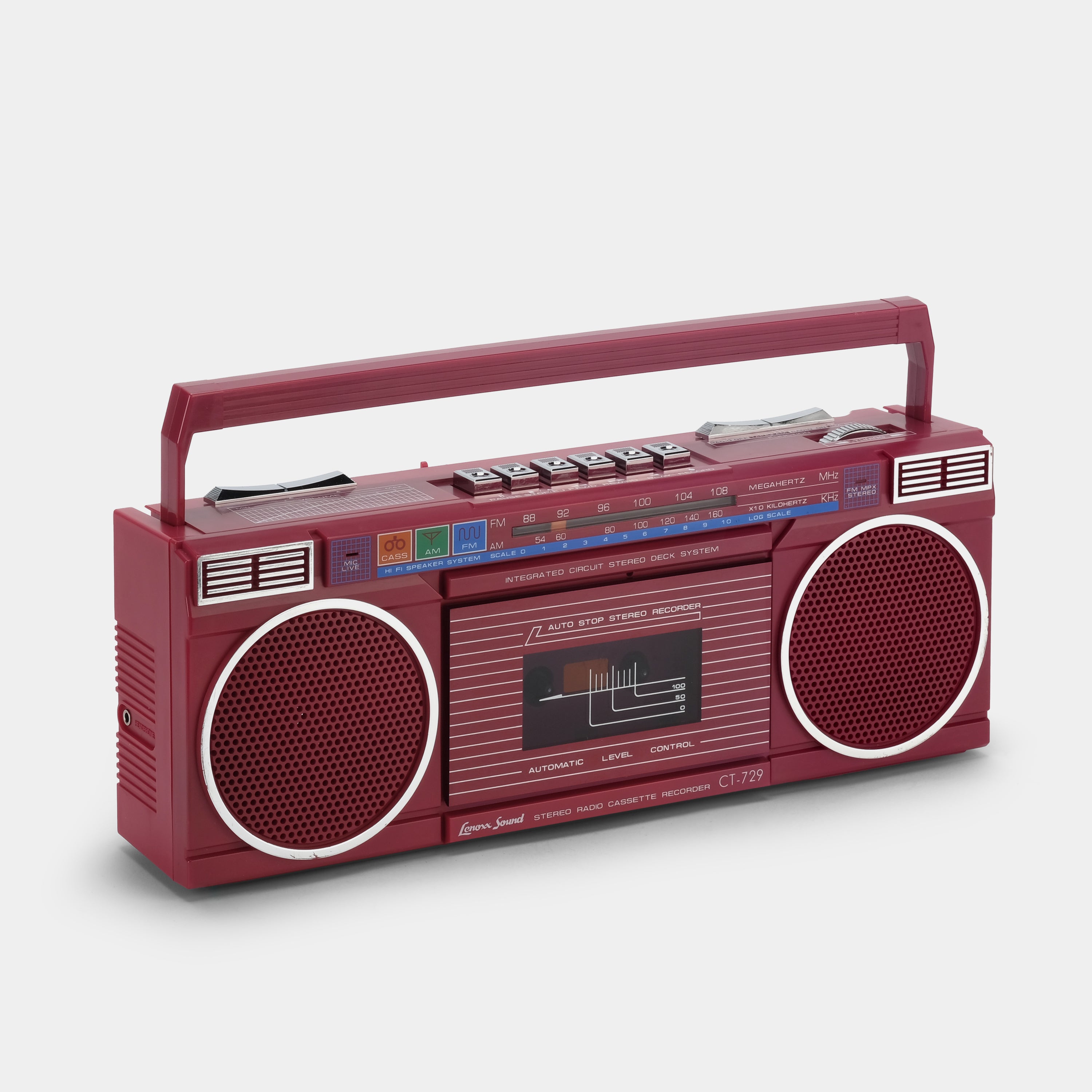 Lenoxx Sound CT-729RD Stereo Radio Boombox Cassette Recorder and Player