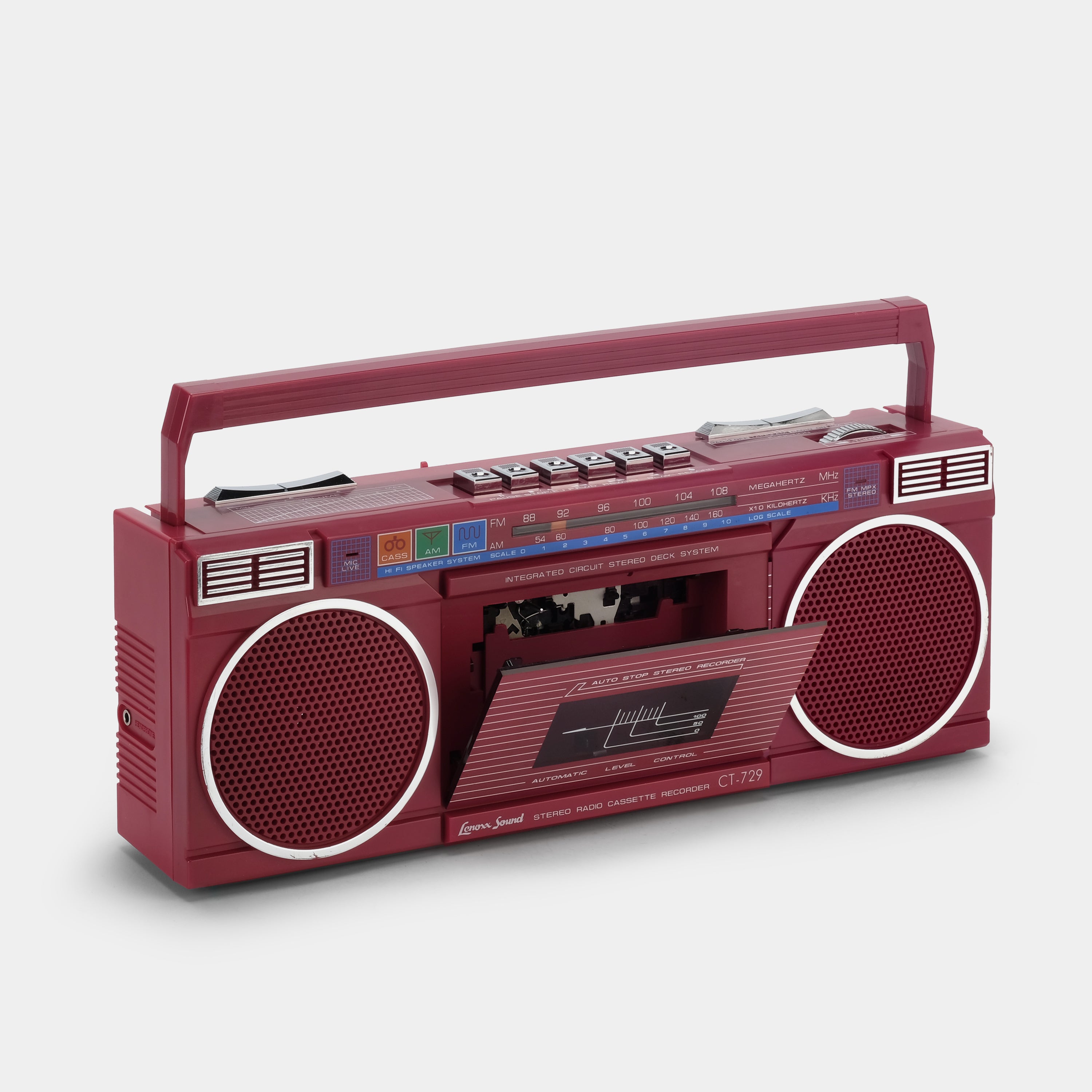 Lenoxx Sound CT-729RD Stereo Radio Boombox Cassette Recorder and Player