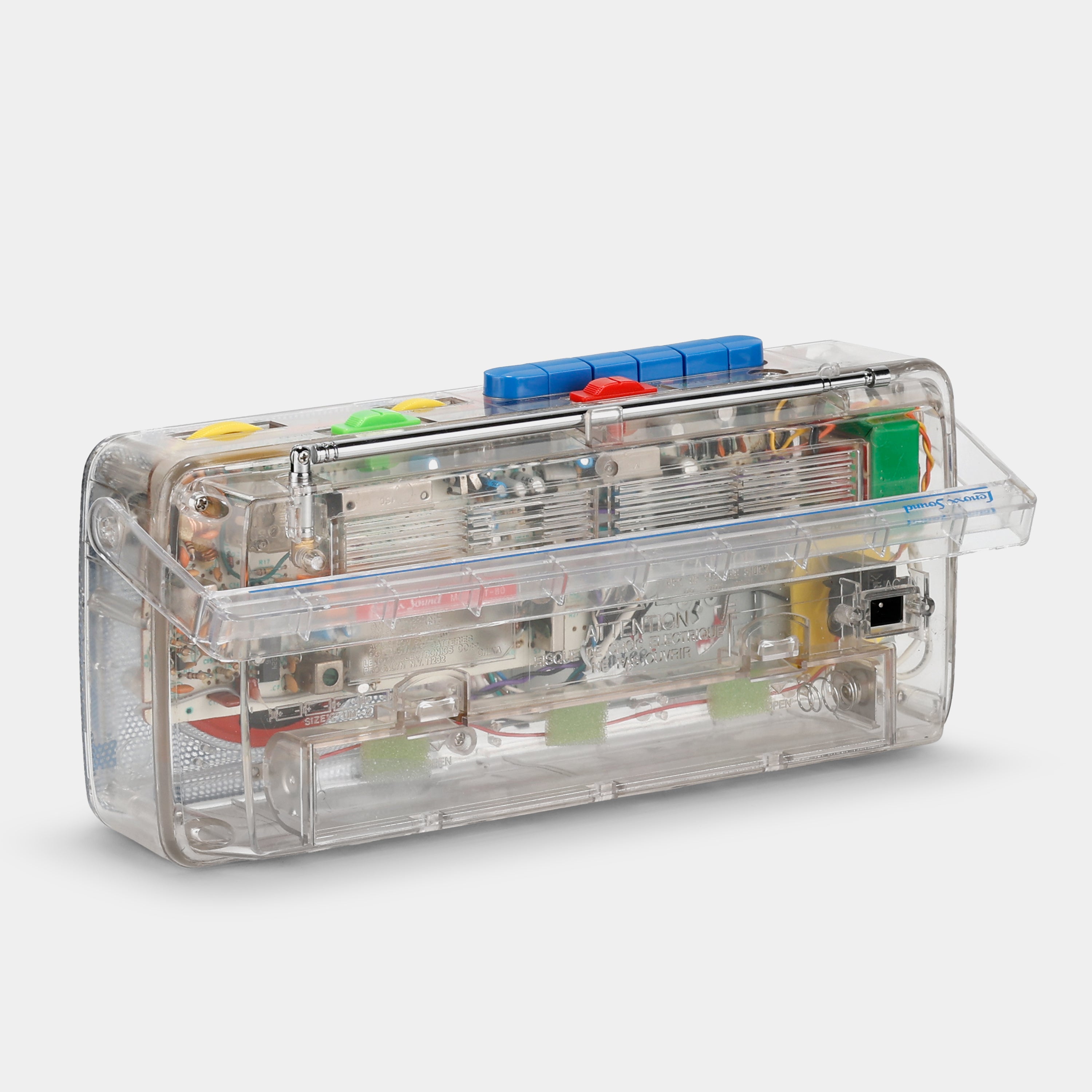 Lenoxx Sound CT-80 Transparent Radio Boombox Cassette Recorder and Player