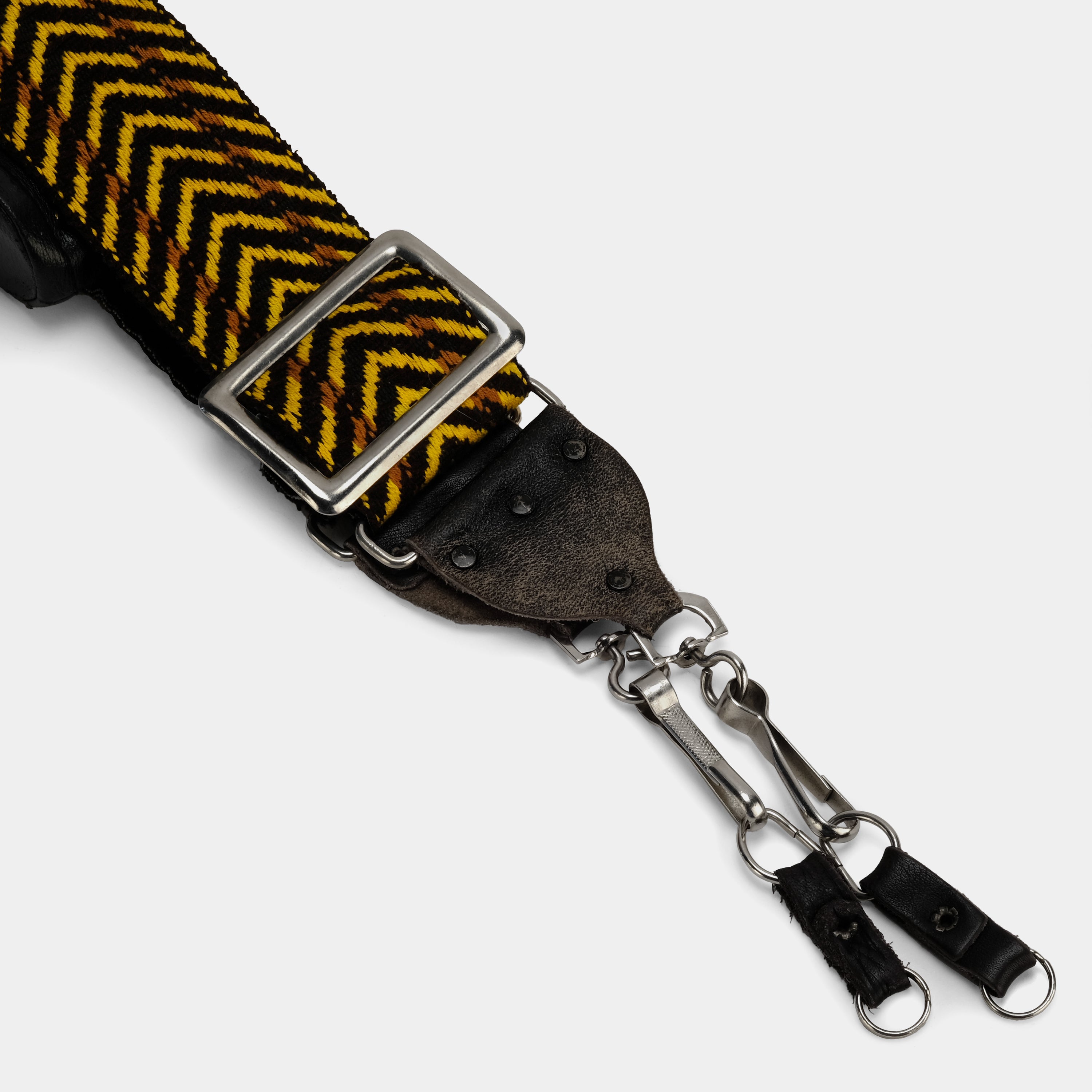 Black and Yellow Chevron Camera Strap with Film Holders