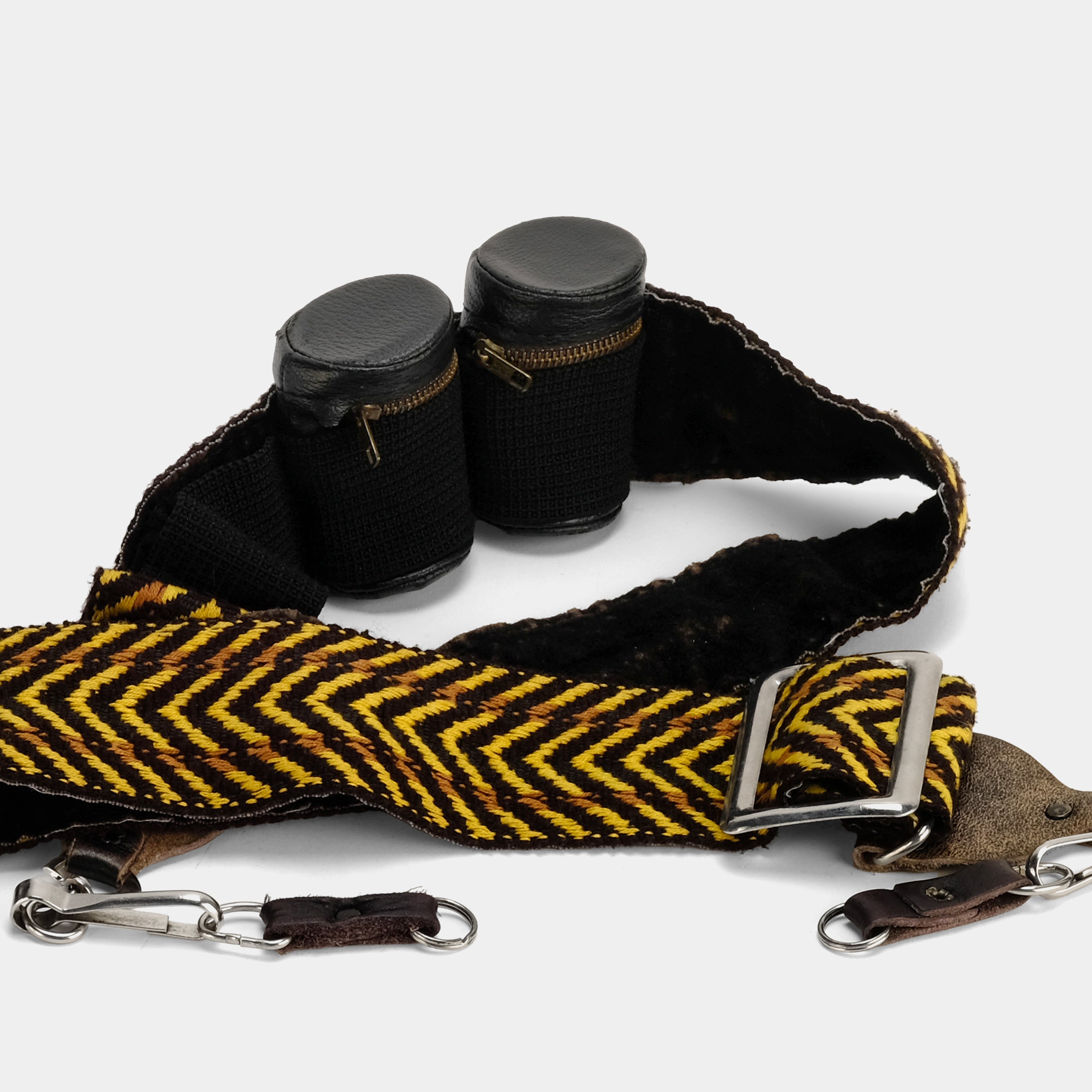 Black and Yellow Chevron Camera Strap with Film Holders