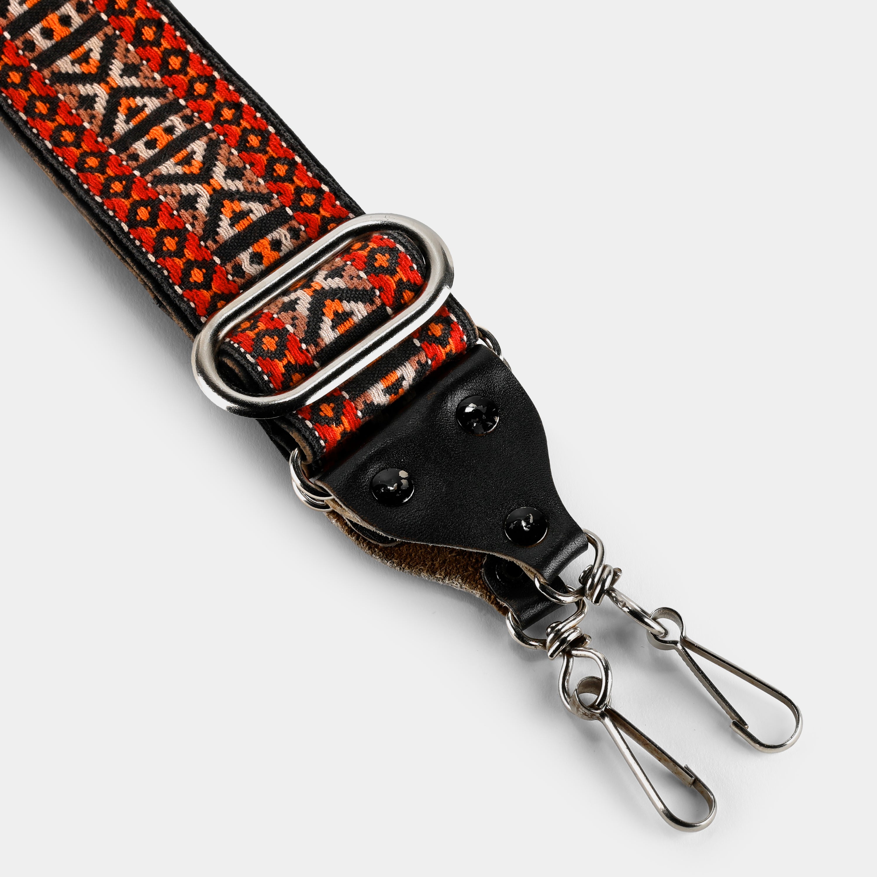 Vintage Red, Orange, and Brown Patterned Hippie Camera Strap