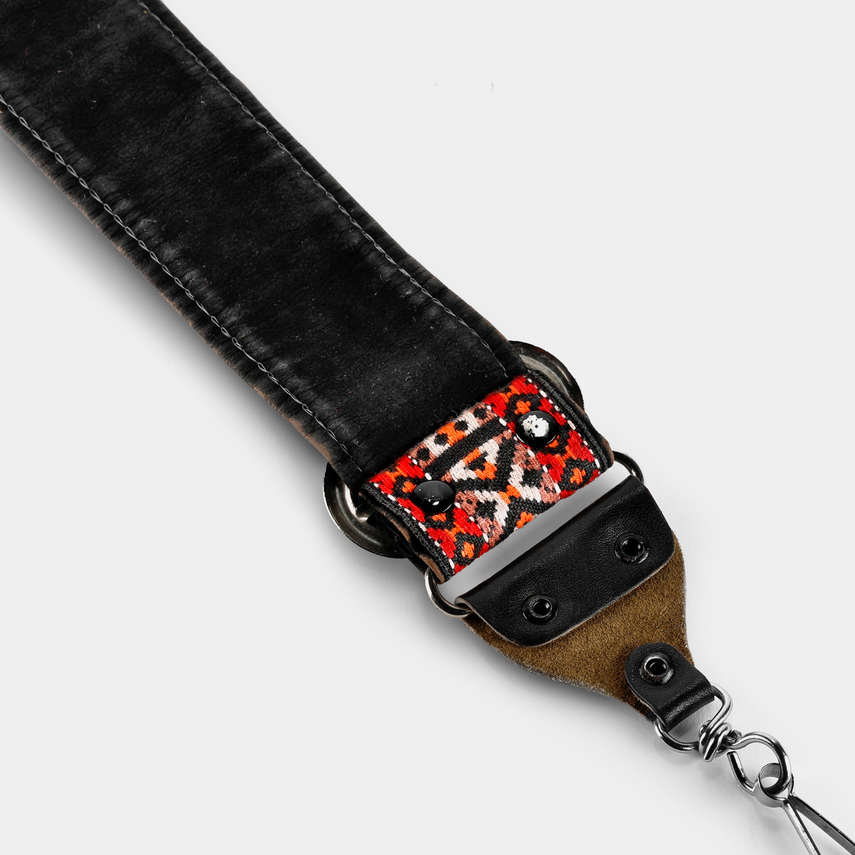 Vintage Red, Orange, and Brown Patterned Hippie Camera Strap