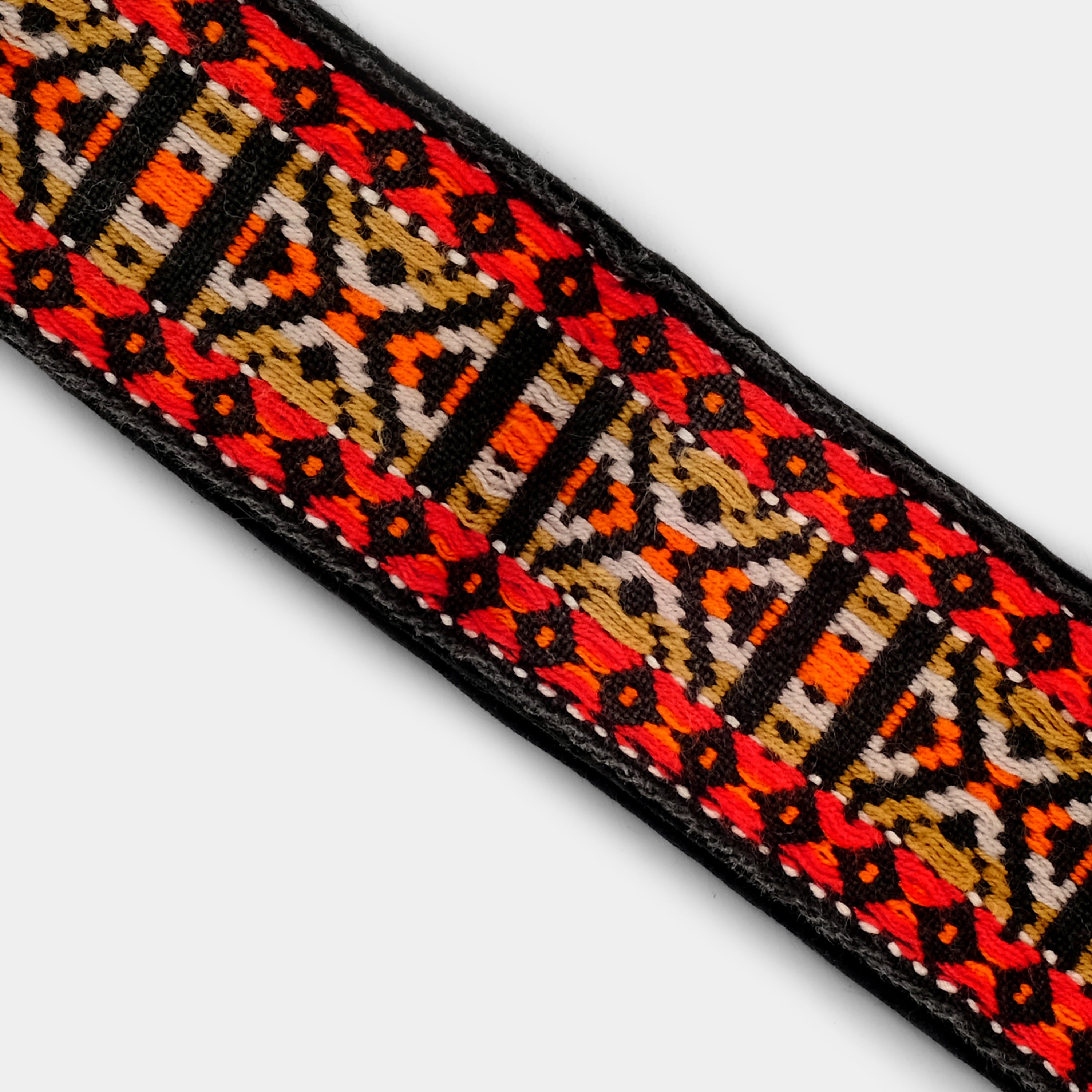 Vintage Red, Orange, and Brown Patterned Hippie Camera Strap