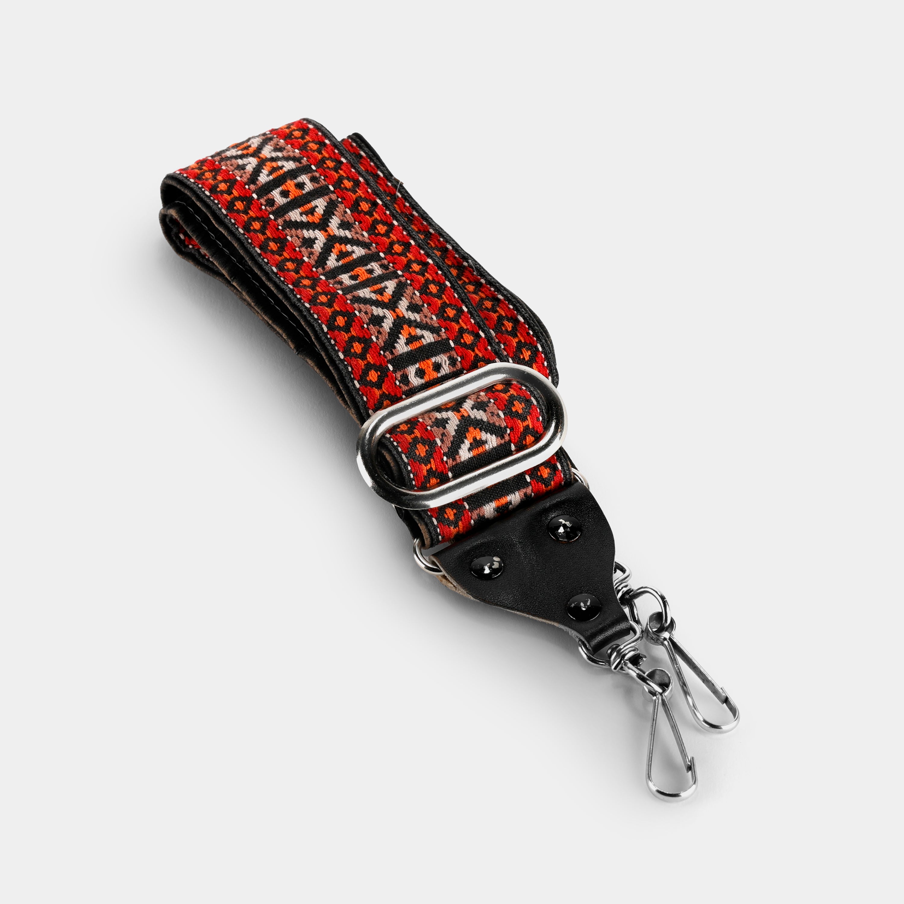 Vintage Red, Orange, and Brown Patterned Hippie Camera Strap