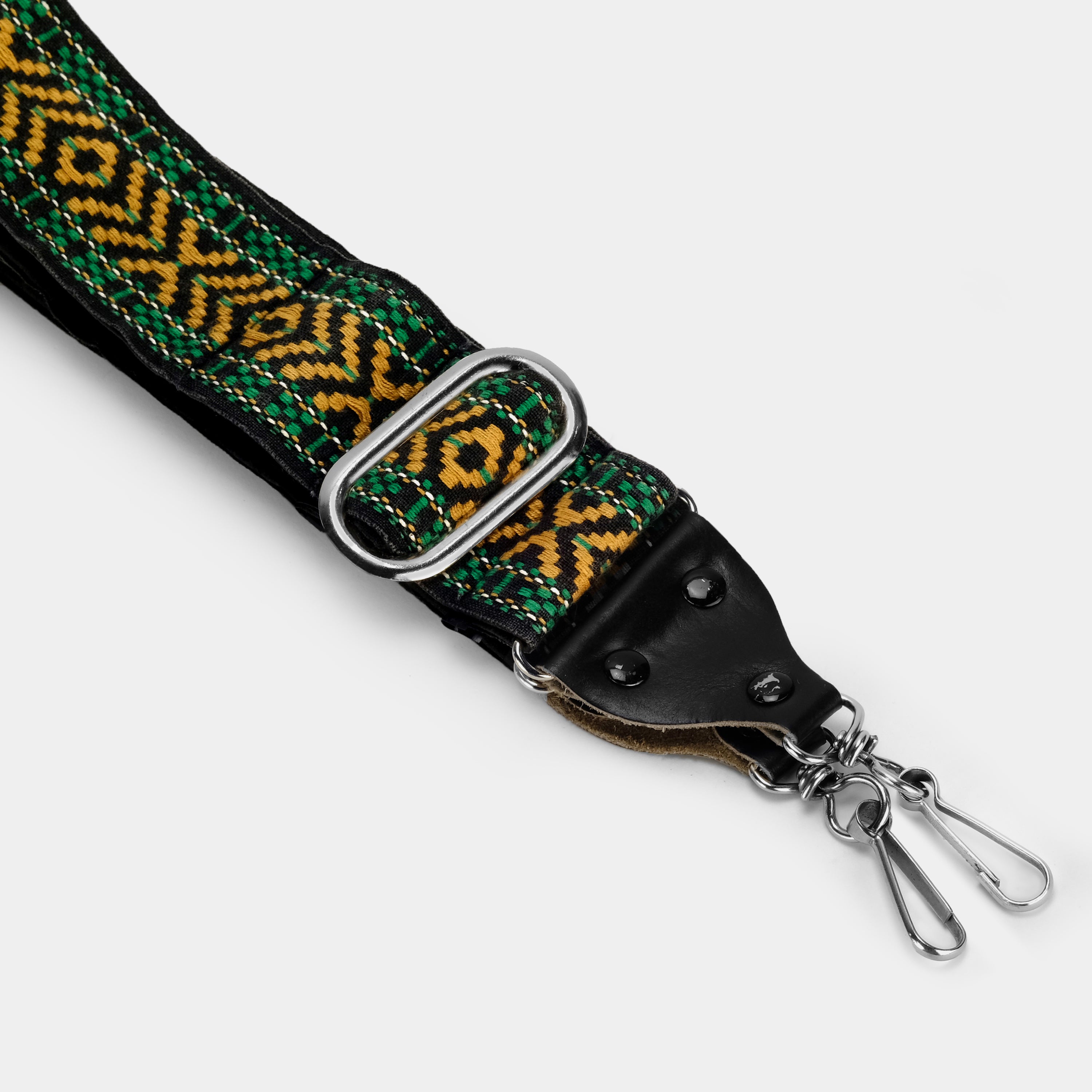 Vintage Green and Brown Patterned Hippie Camera Strap