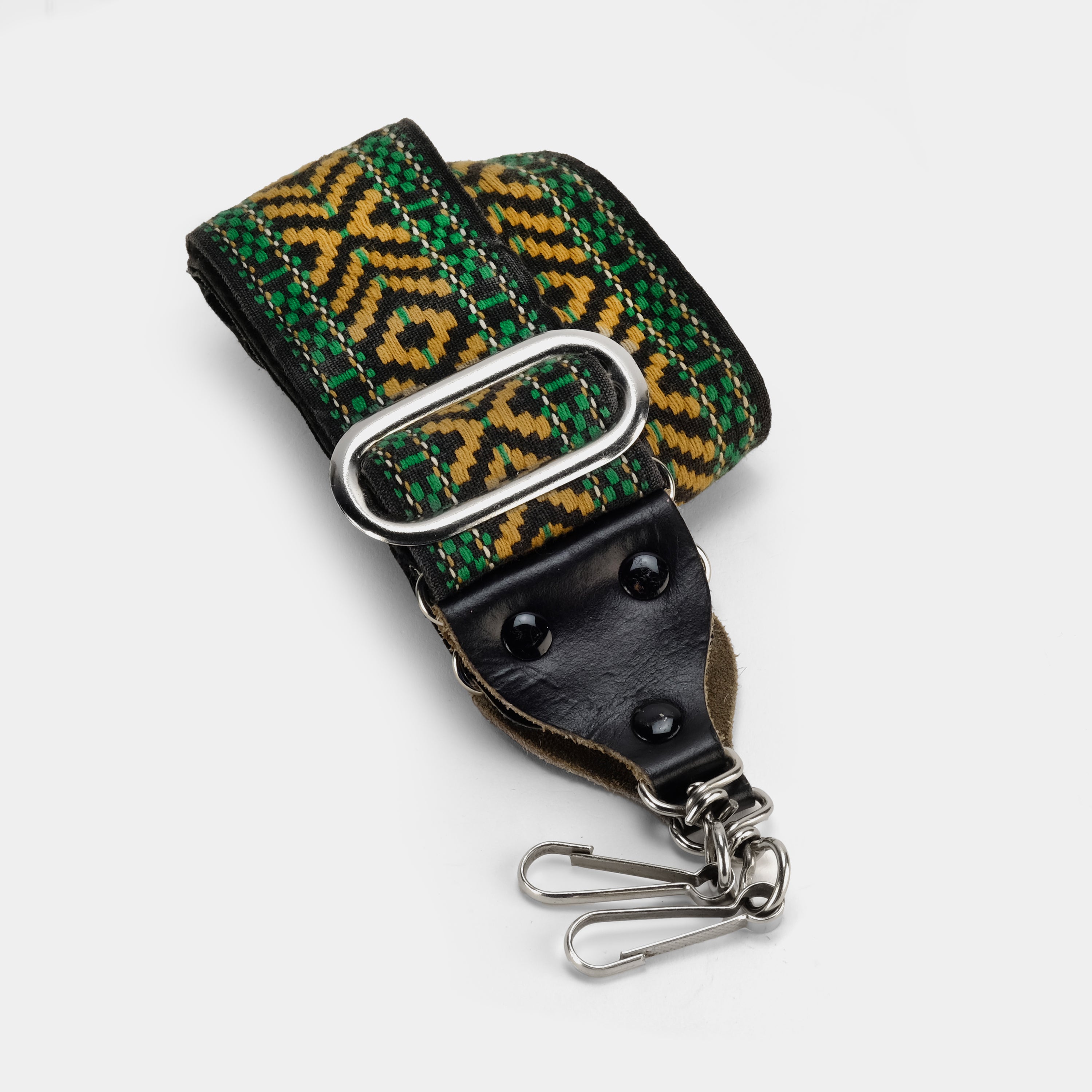 Vintage Green and Brown Patterned Hippie Camera Strap