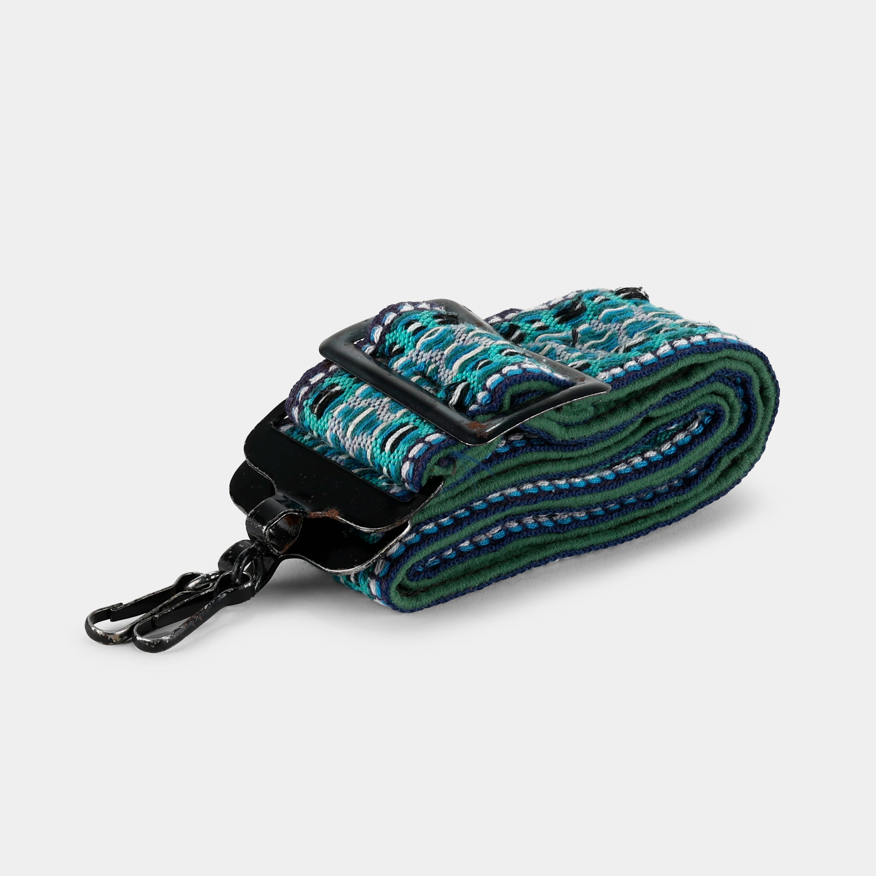 Vintage Blue, Teal, White and Green Patterned Hippie Camera Strap