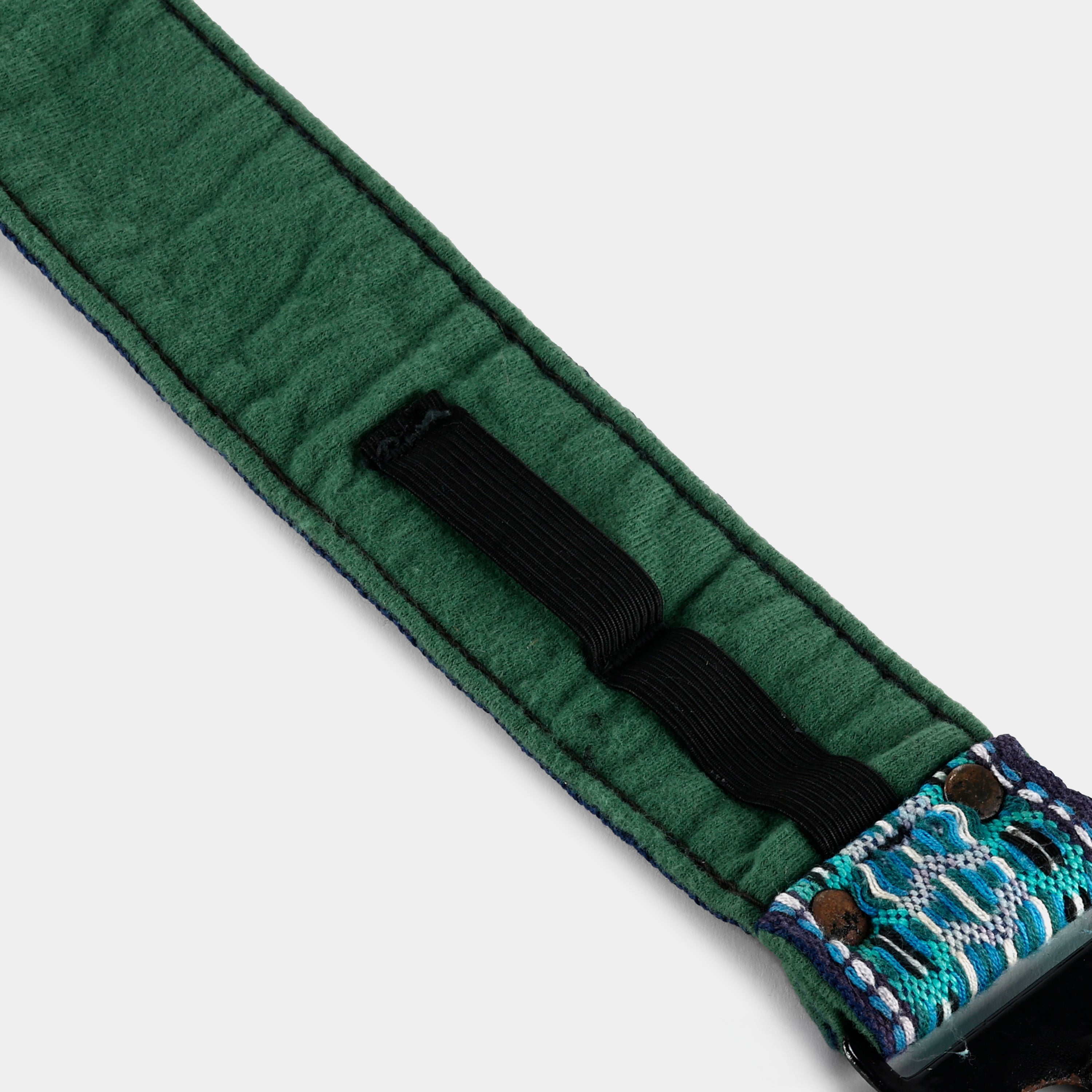 Vintage Blue, Teal, White and Green Patterned Hippie Camera Strap