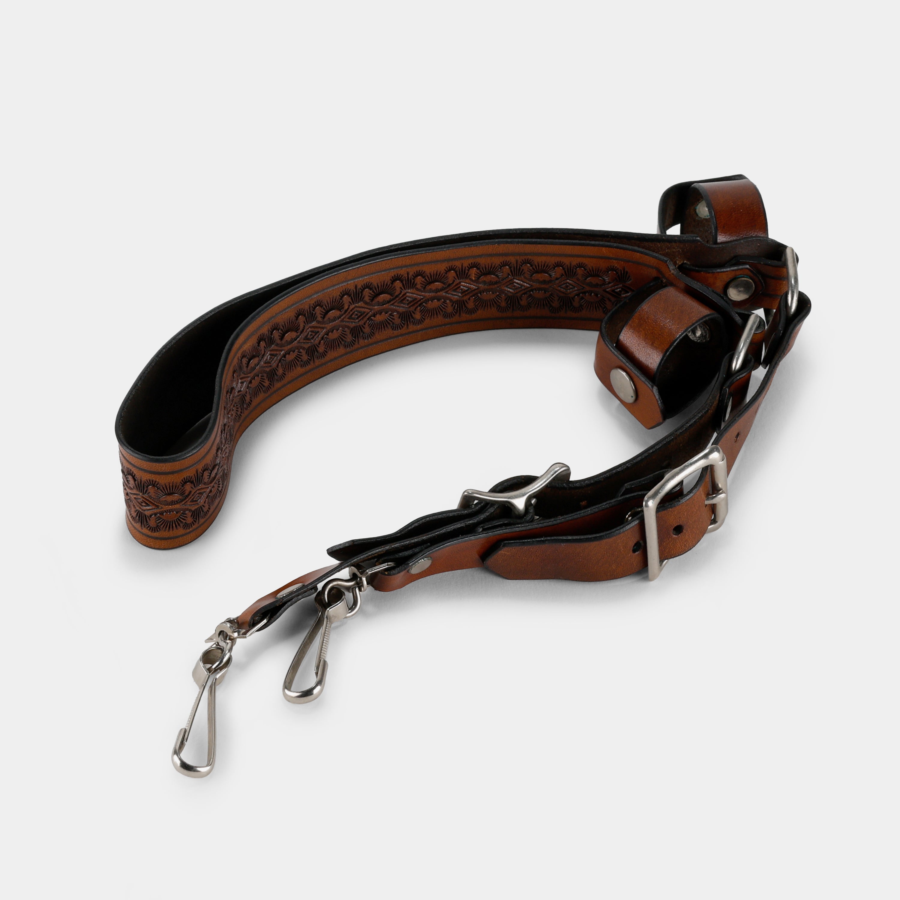 Vintage Brown Leather Embossed Camera Strap