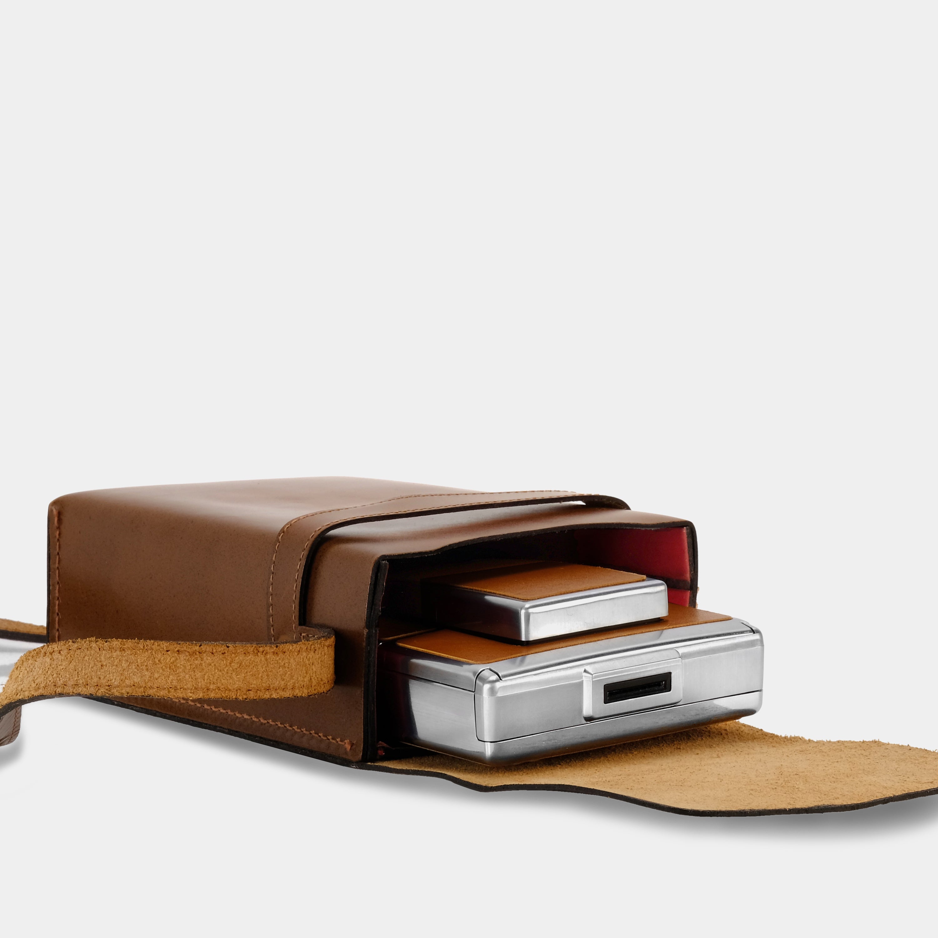 Brown Leather Folding Instant Camera Case