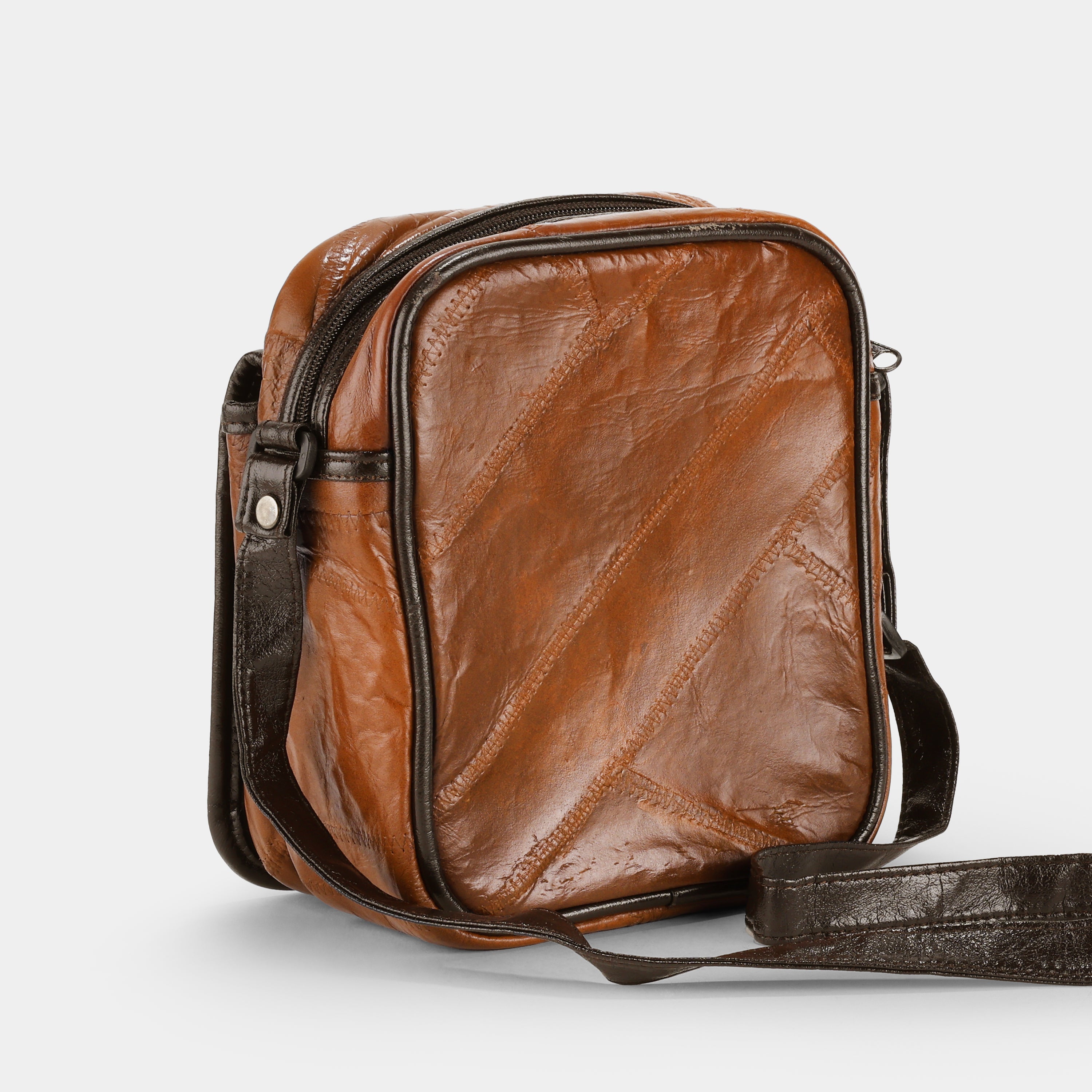 Rustic Patchwork Brown Camera Bag