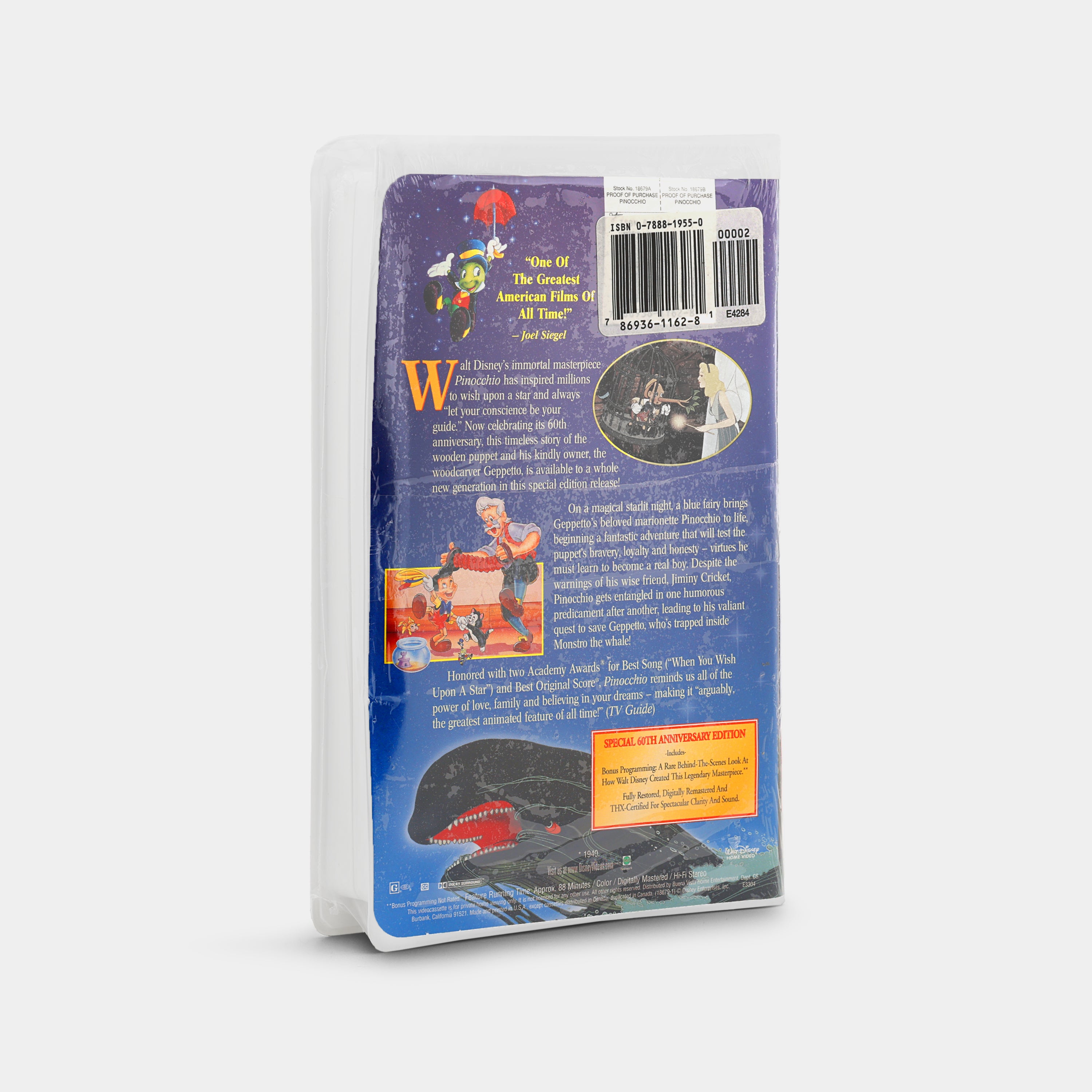 Pinocchio (60th Anniversary Edition, Sealed) VHS Tape