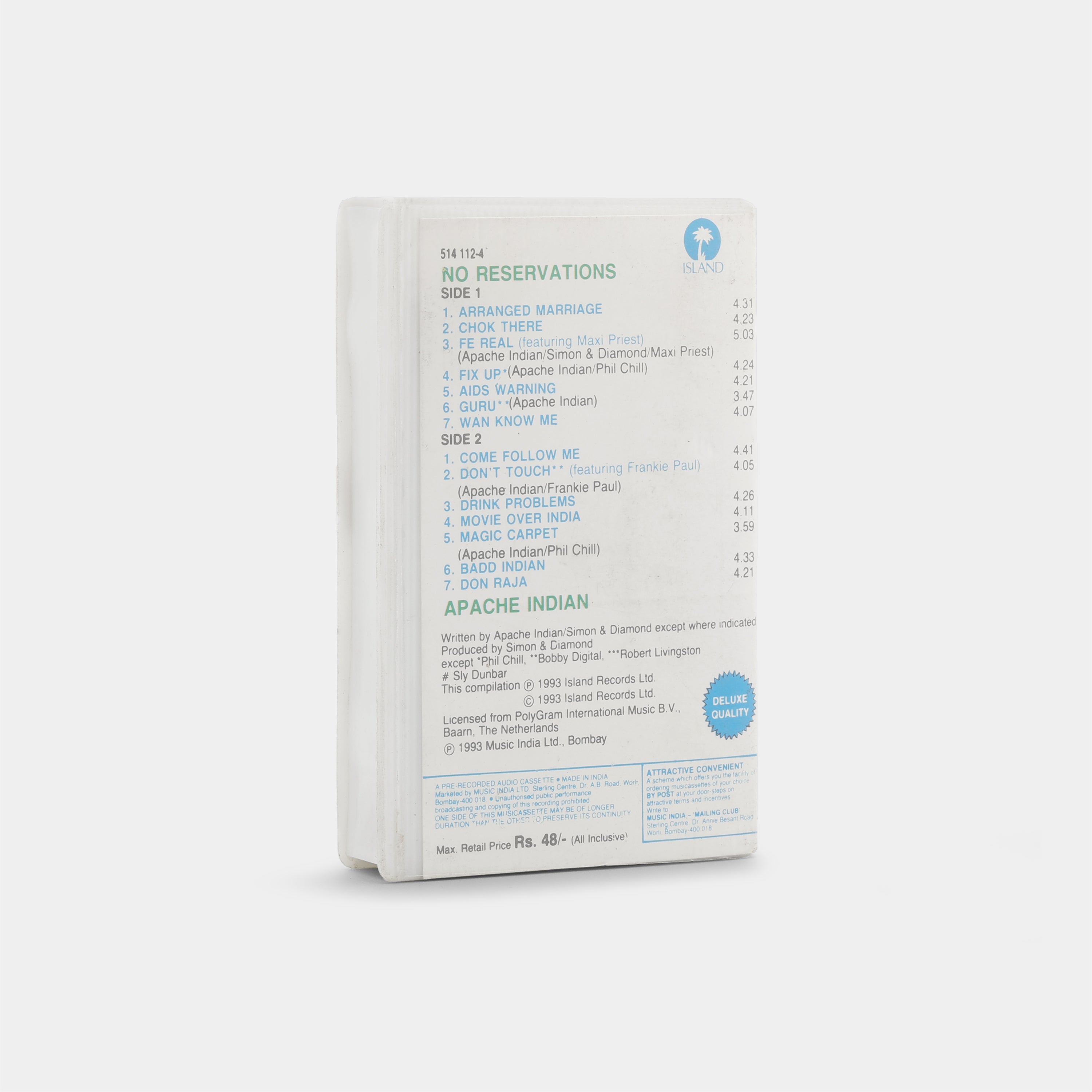 Apache Indian - No Reservations Cassette Tape