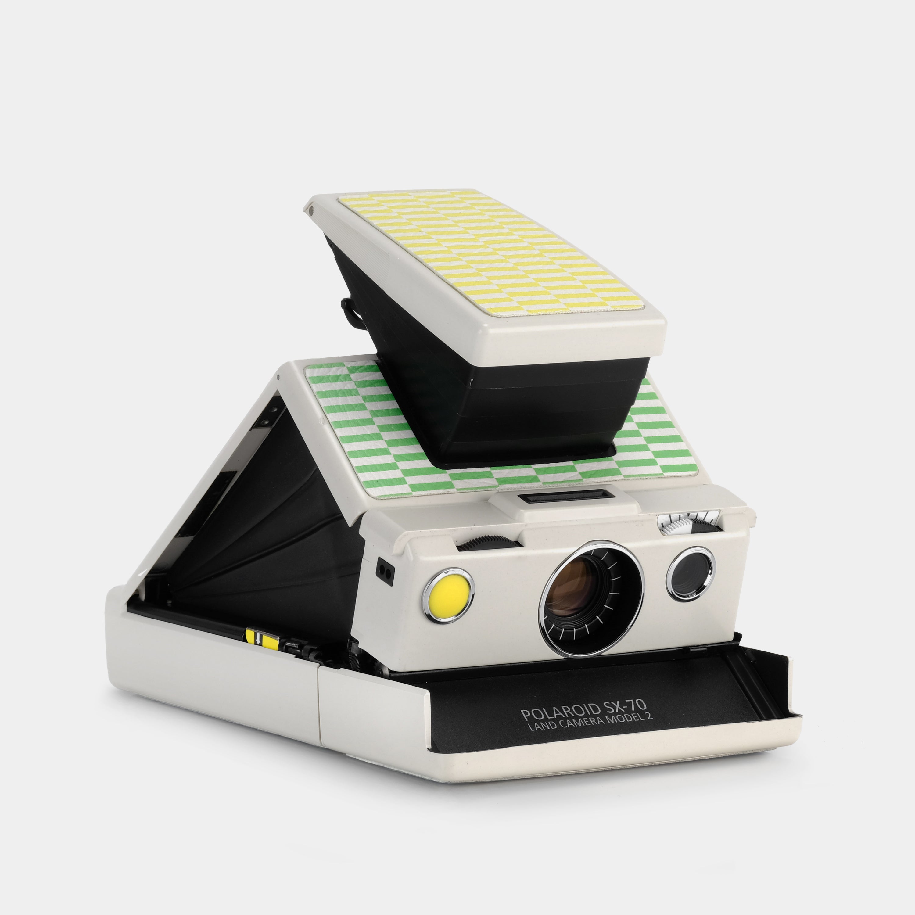 Polaroid SX-70 Model 2 White with Color Block Stripe Folding Instant F