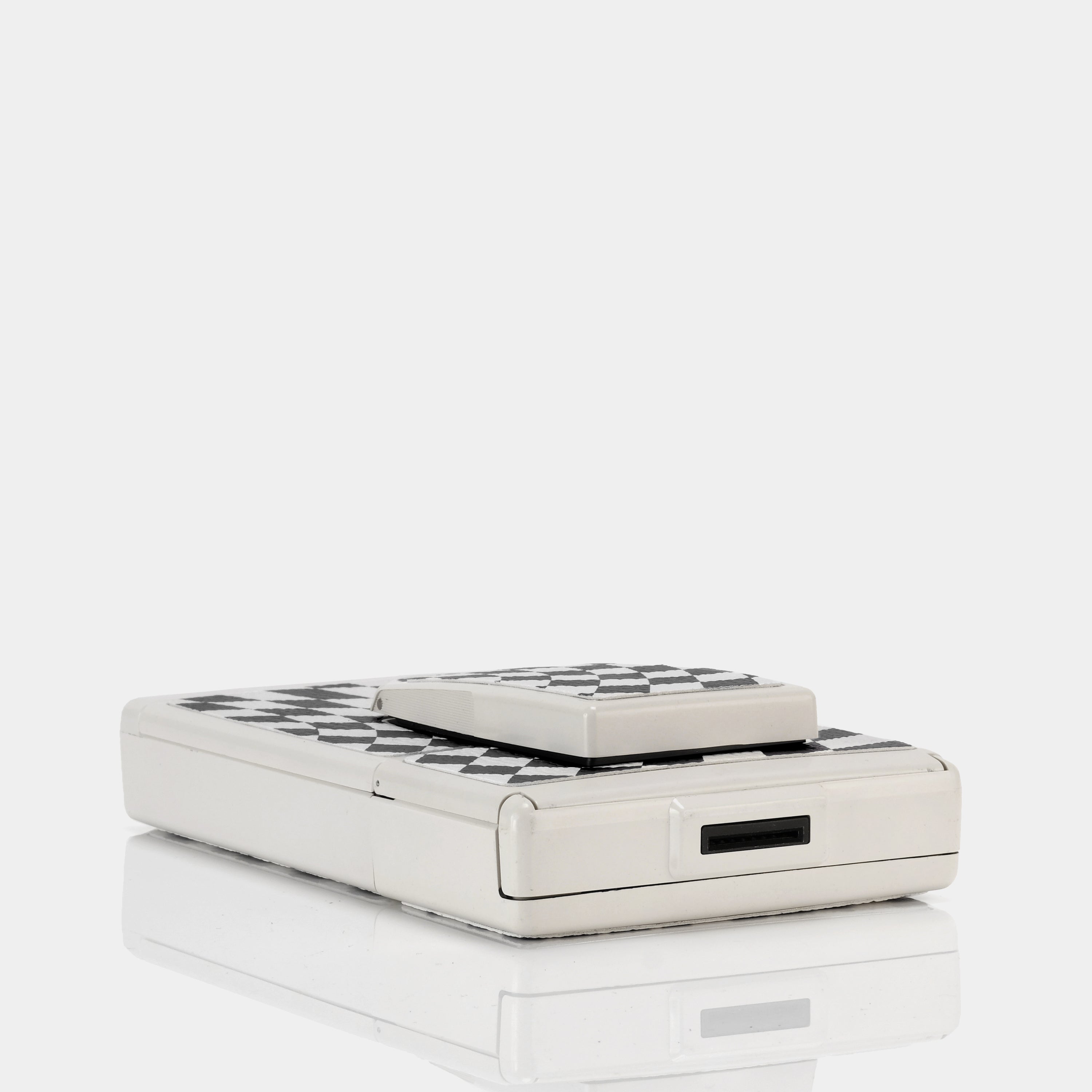 Polaroid SX-70 Model 2 White with Black and Ivory Wave Check Folding Instant Film Camera