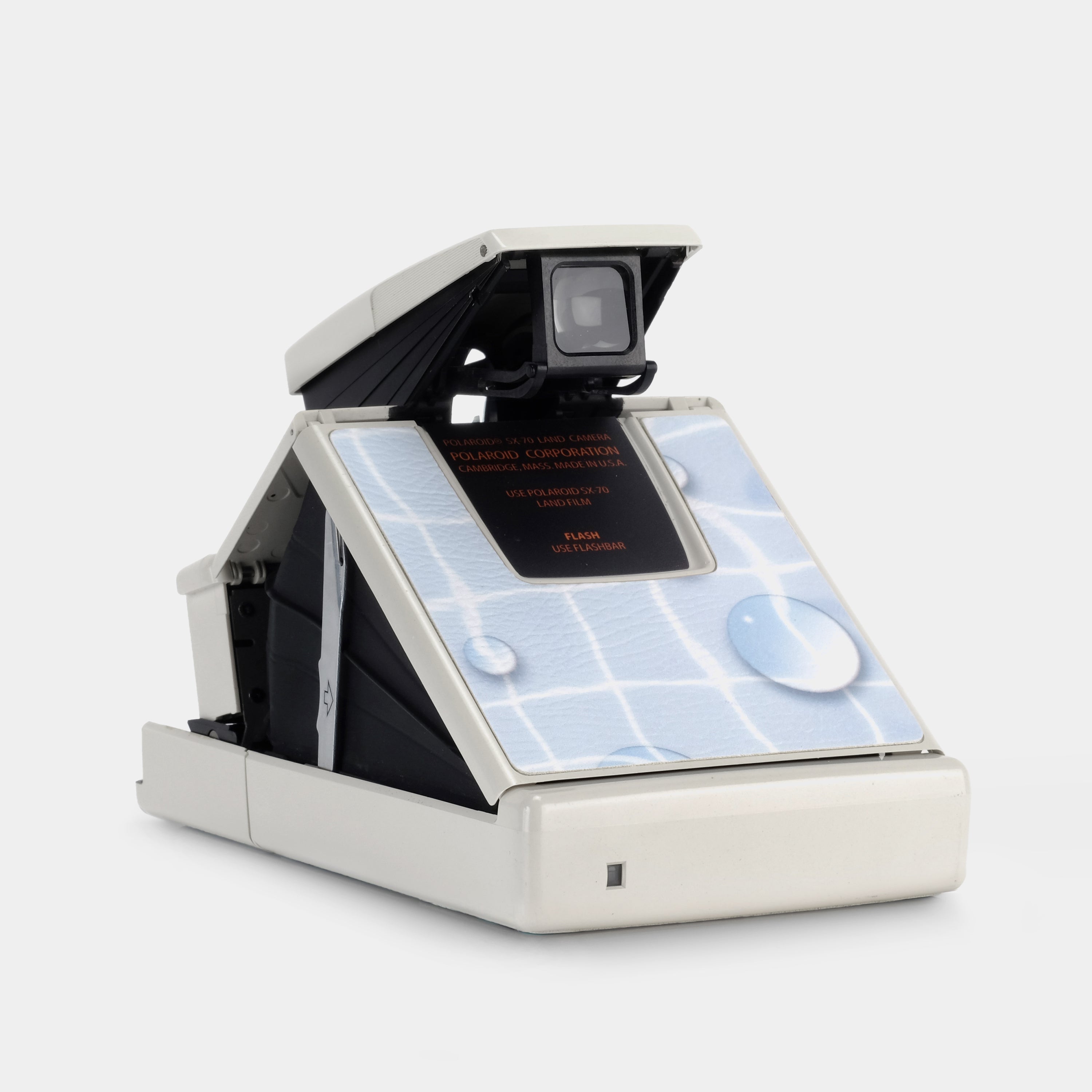 Polaroid SX-70 Model 2 White with Aquatic Grid Folding Instant Film Camera