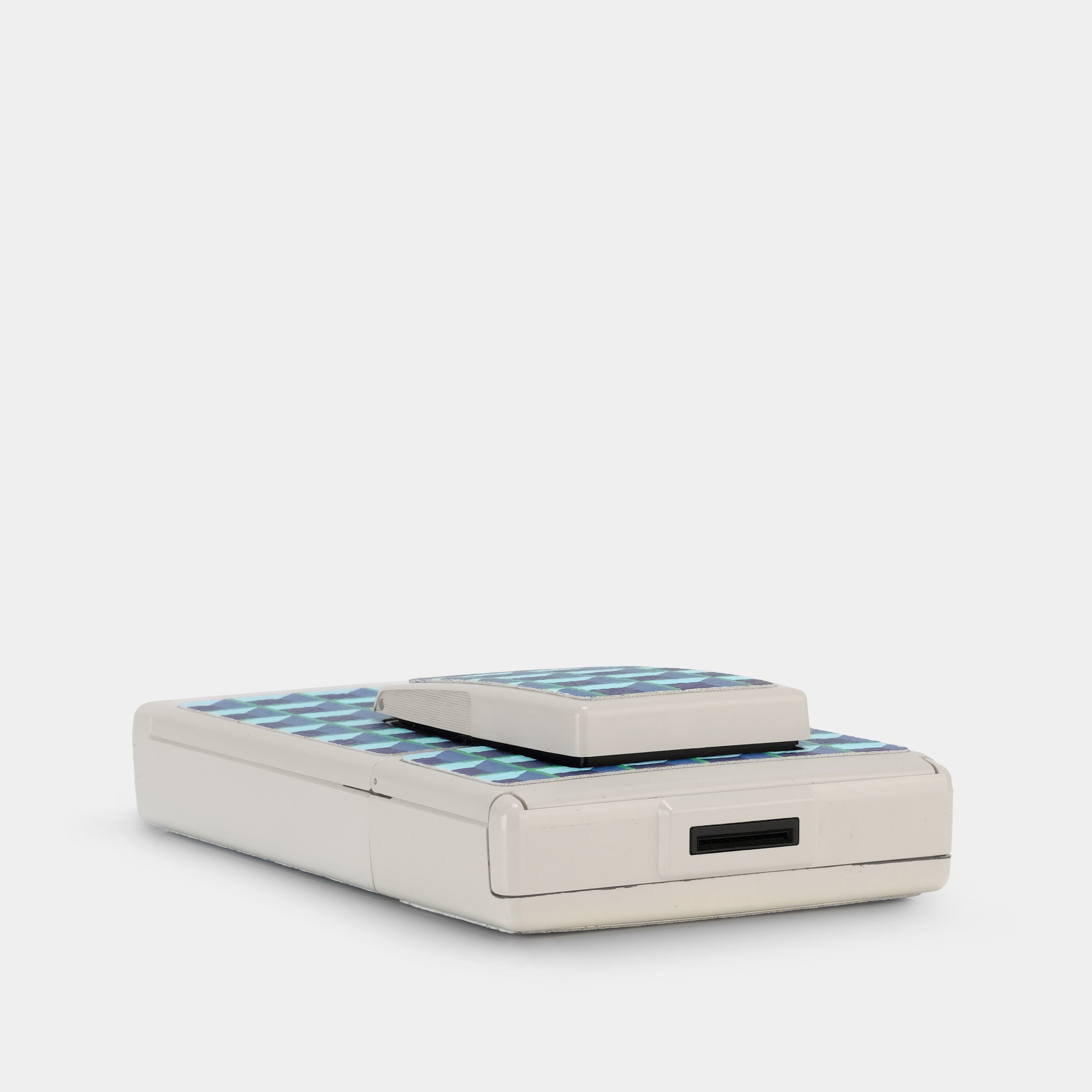 Polaroid 600 Model 2 White with Blue and Green Grid Folding Instant Film Camera