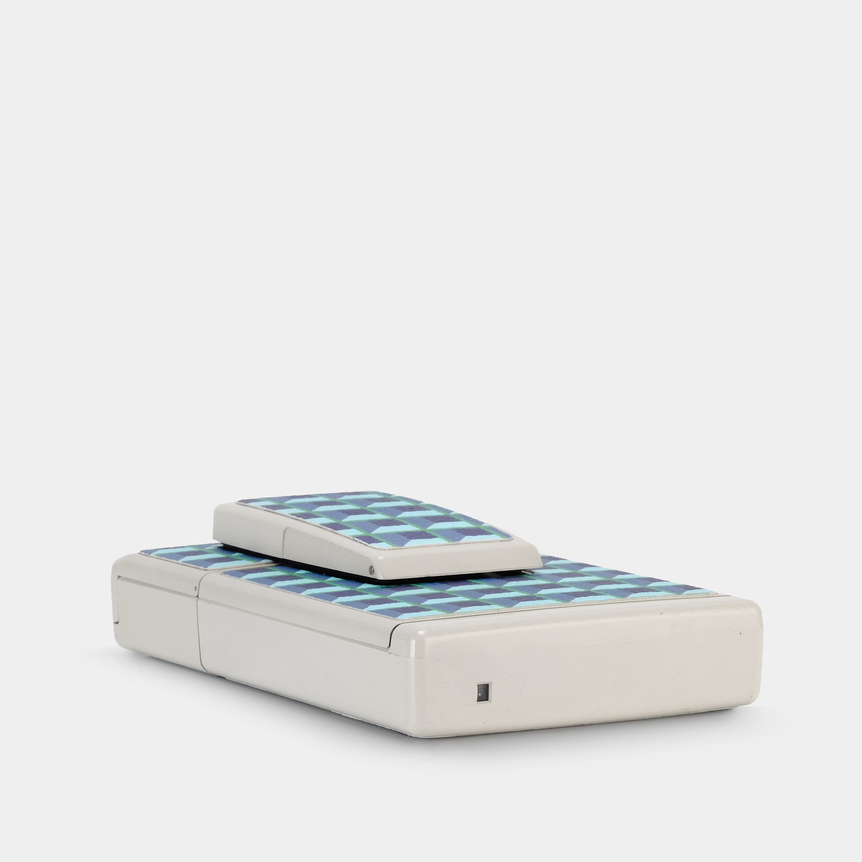 Polaroid 600 Model 2 White with Blue and Green Grid Folding Instant Film Camera