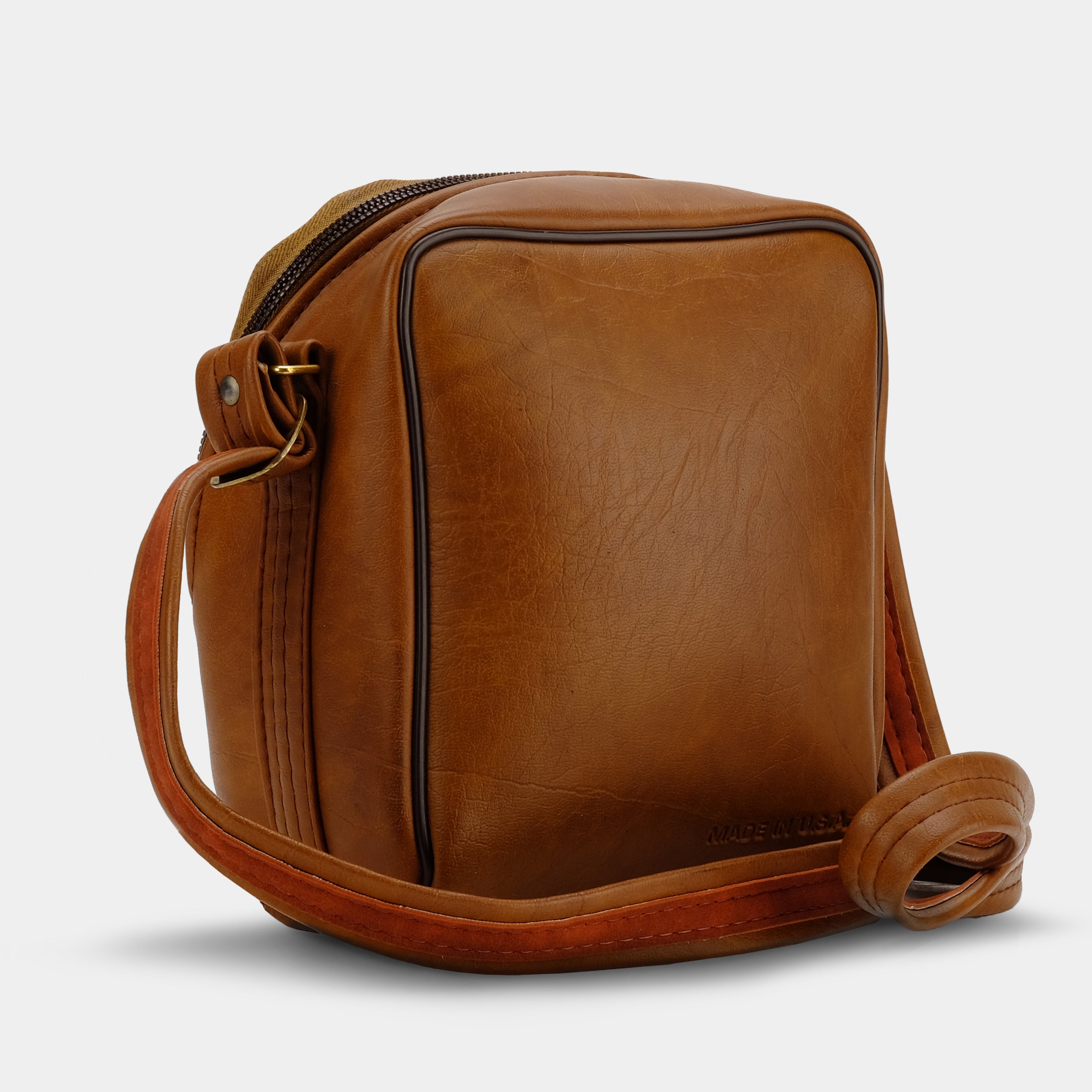 Kodak Brown Leather Camera Bag with Rainbow Logo