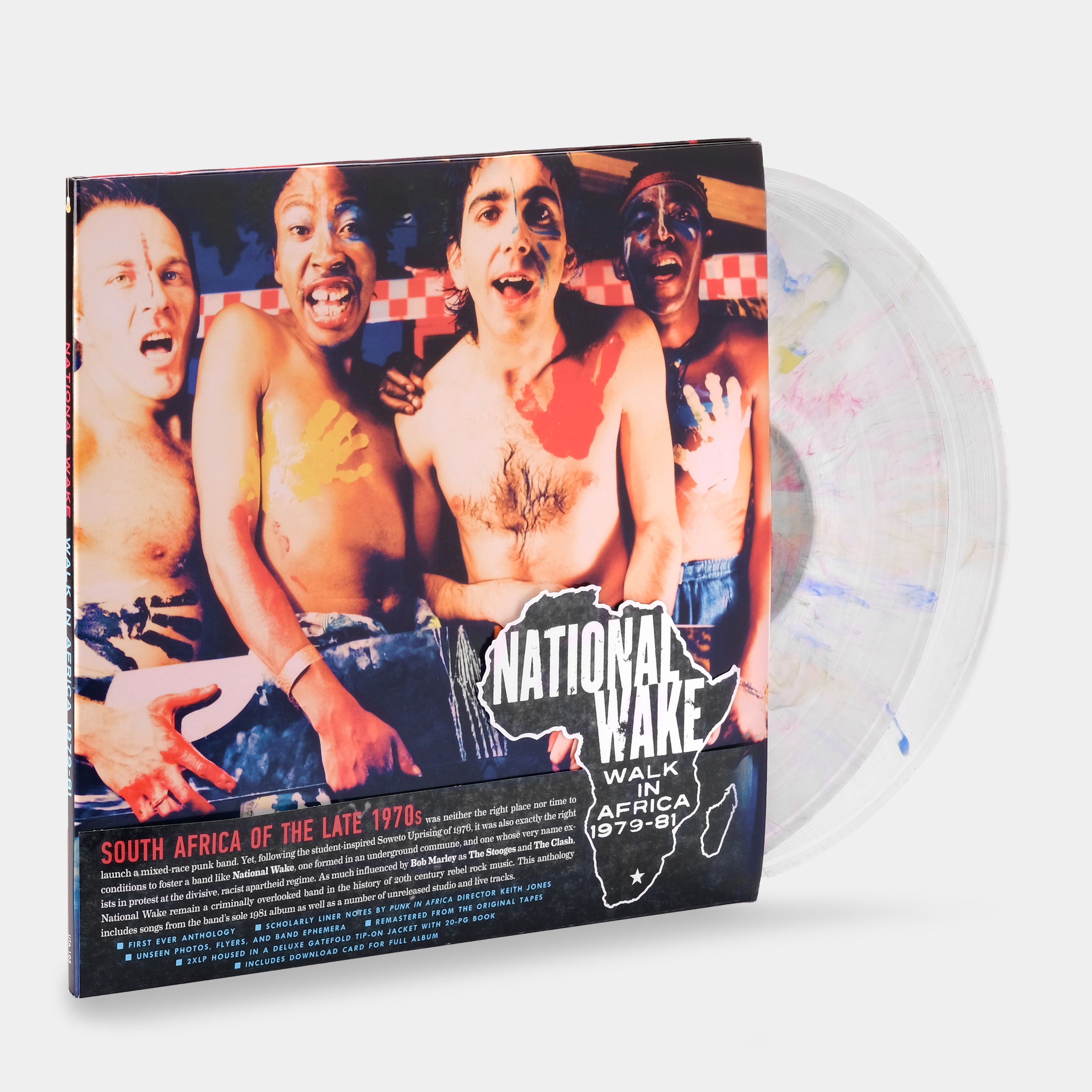 National Wake - Walk In Africa 1979-81 Limited Edition 2xLP Clear with Red, Yellow, Blue Splatter Vinyl Record