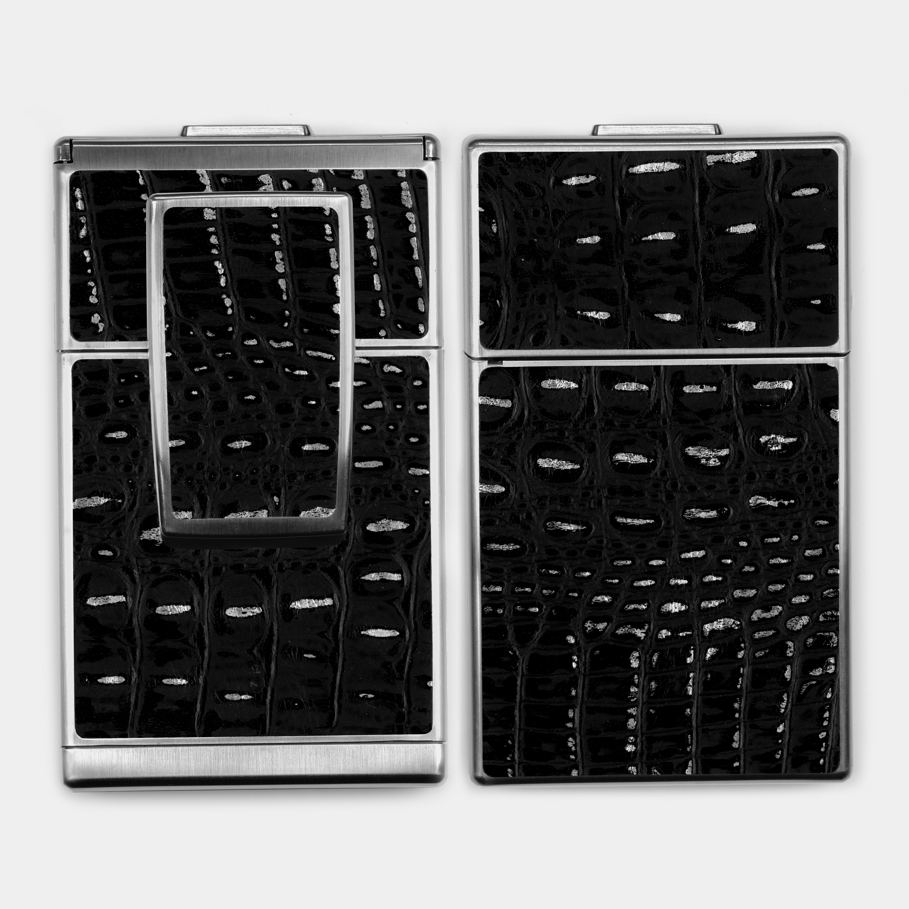 SX-70/SLR-680 Black/Silver Faux Alligator Embossed Leather Camera Skins