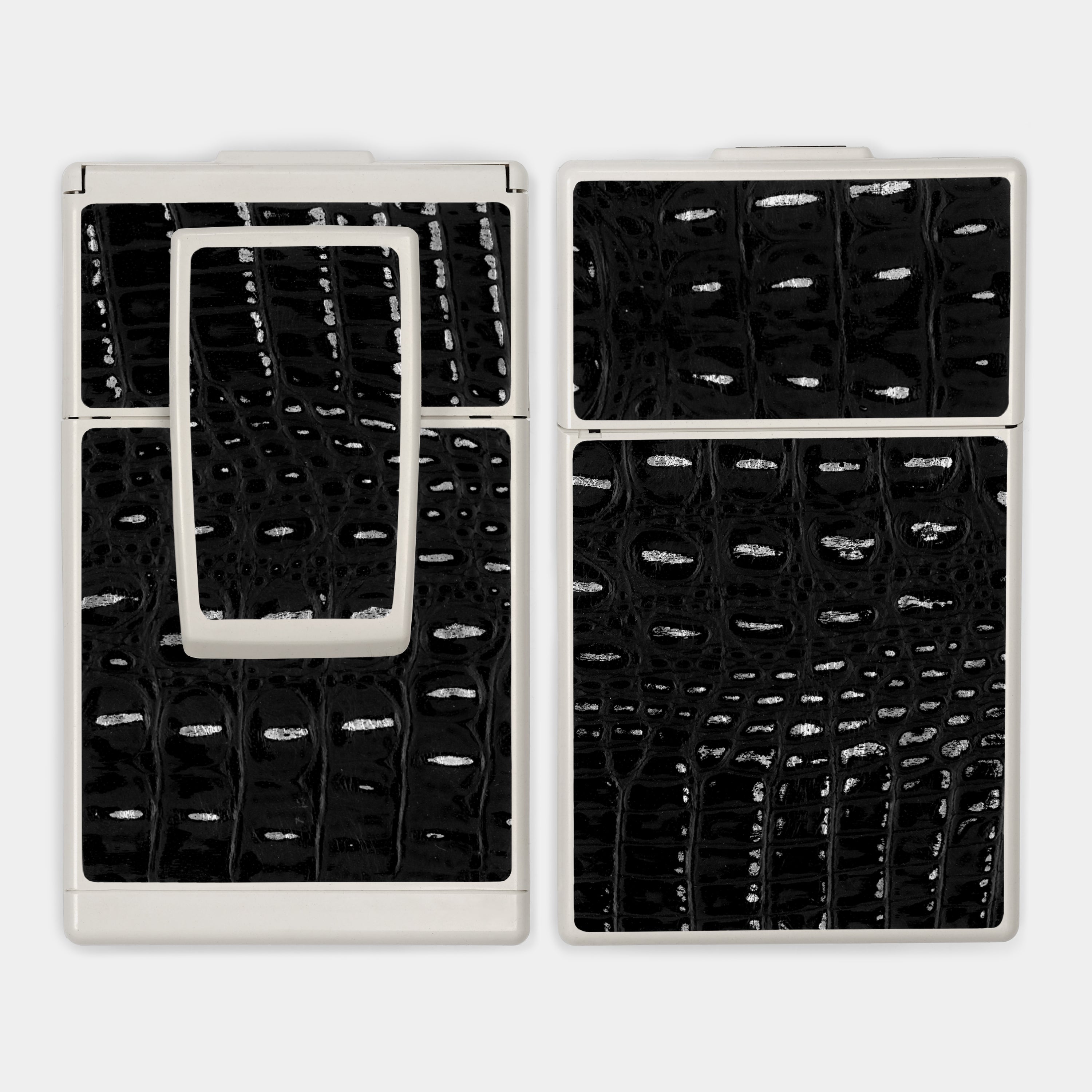 SX-70/SLR-680 Black/Silver Faux Alligator Embossed Leather Camera Skins