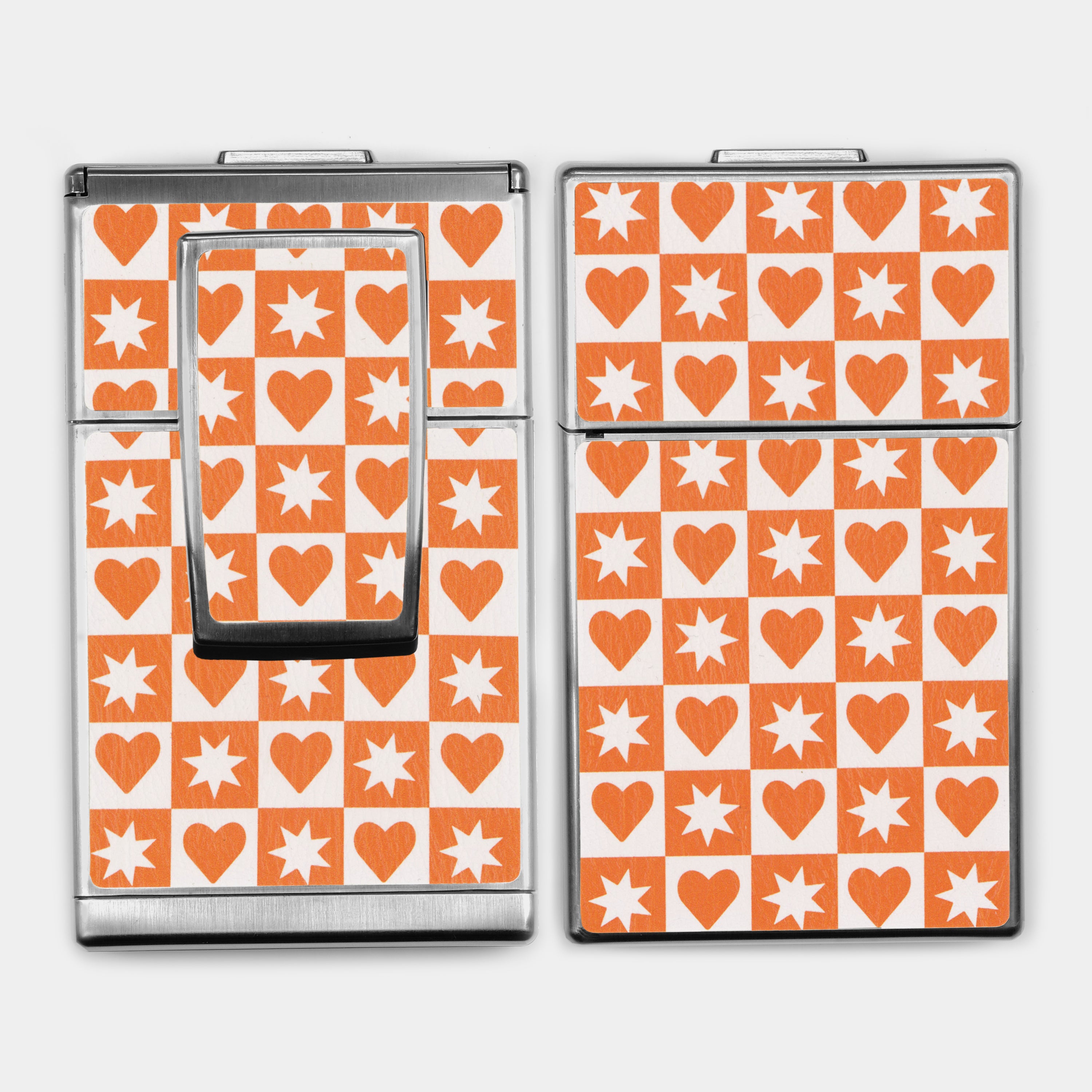 SX-70/SLR-680 Orange Hearts and Stars Vegan Leather Camera Skins