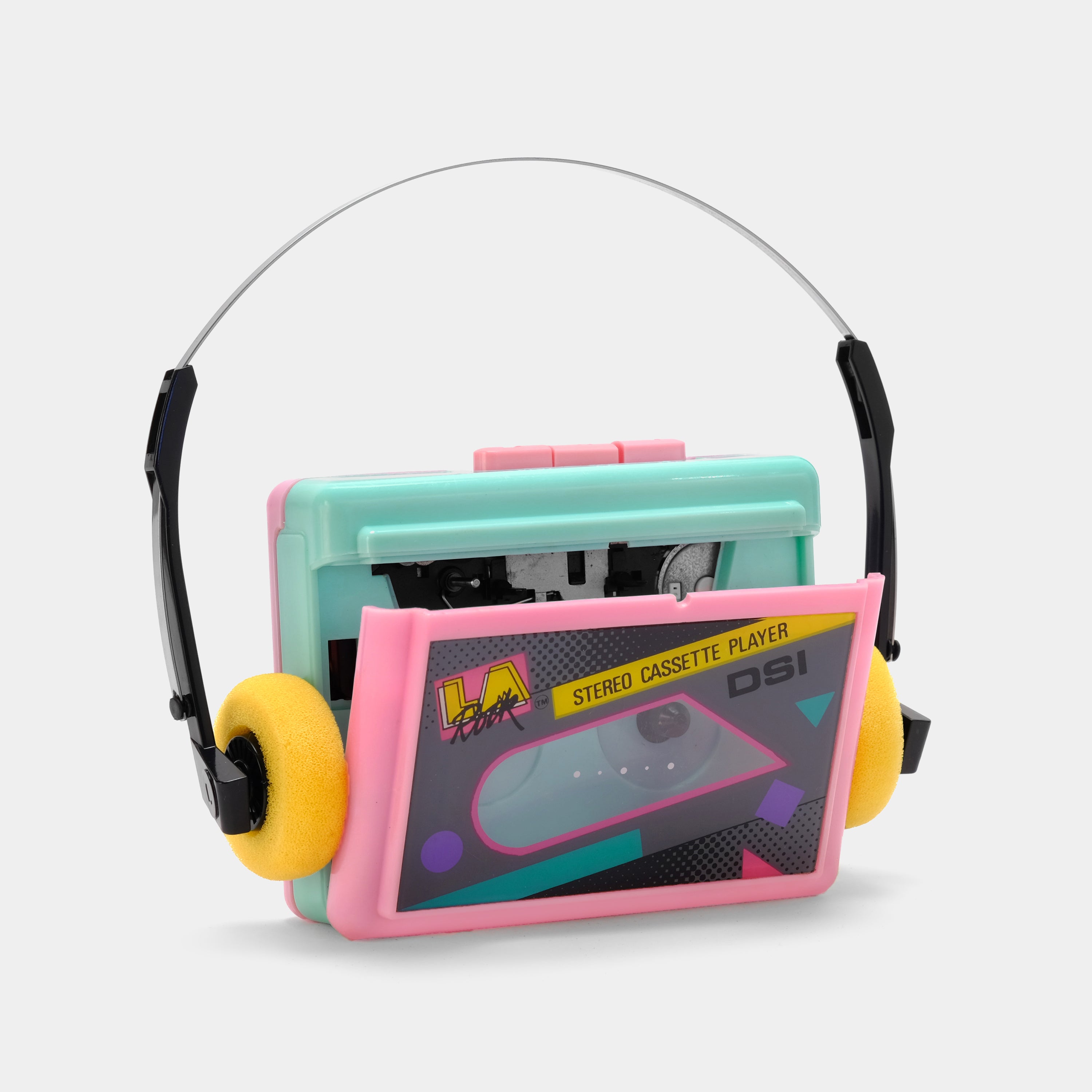 DSI LA Rock Pink and Green Portable Cassette Player