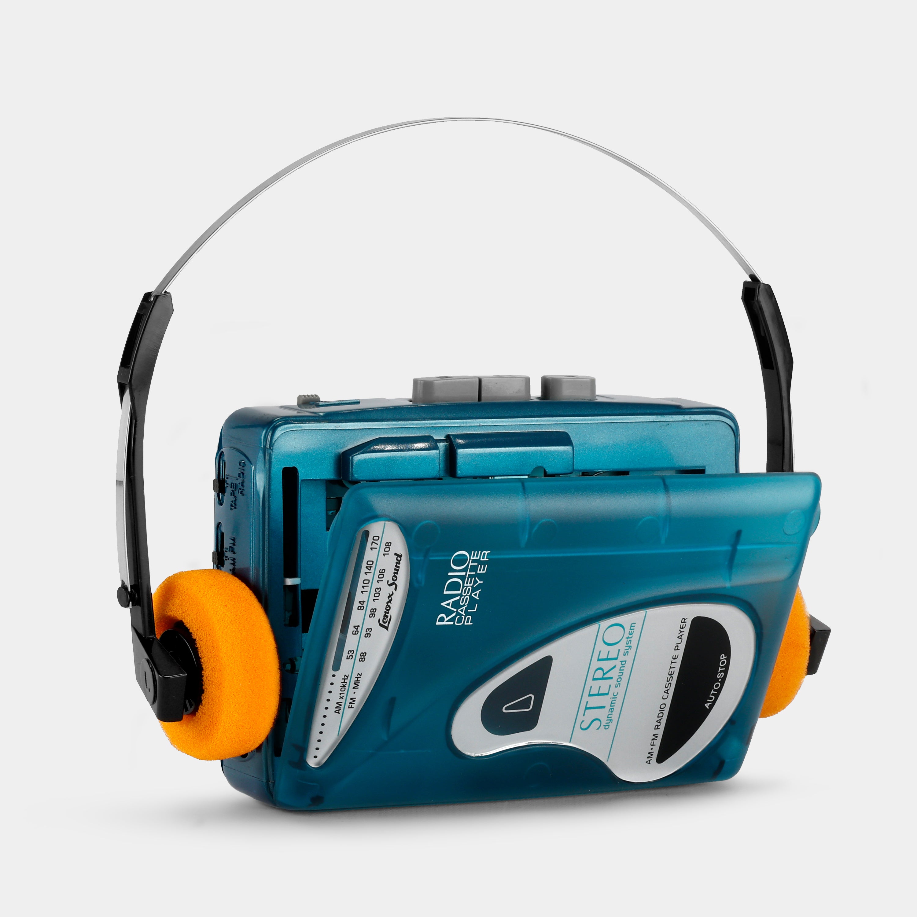 Lenoxx Sound 9190 Clear Blue Stereo AM/FM Portable Cassette Player With Speakers