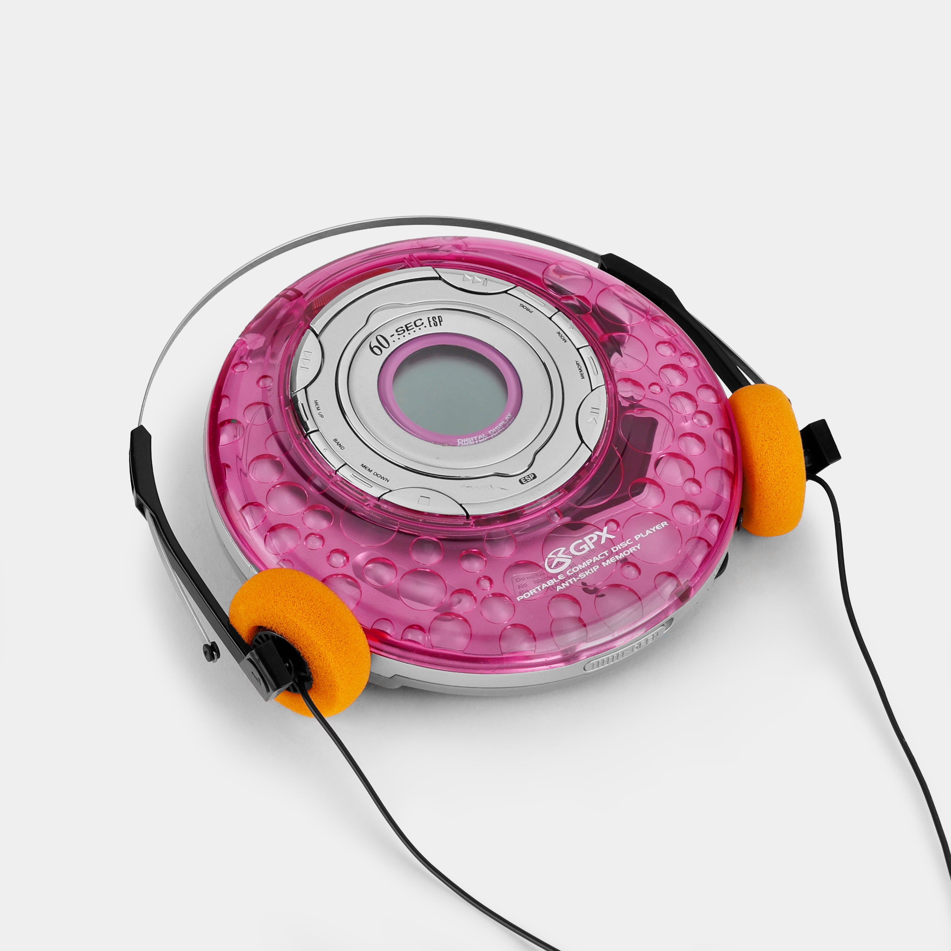 GPX CDP4704BBL Transparent Pink Bubbles Portable CD Player
