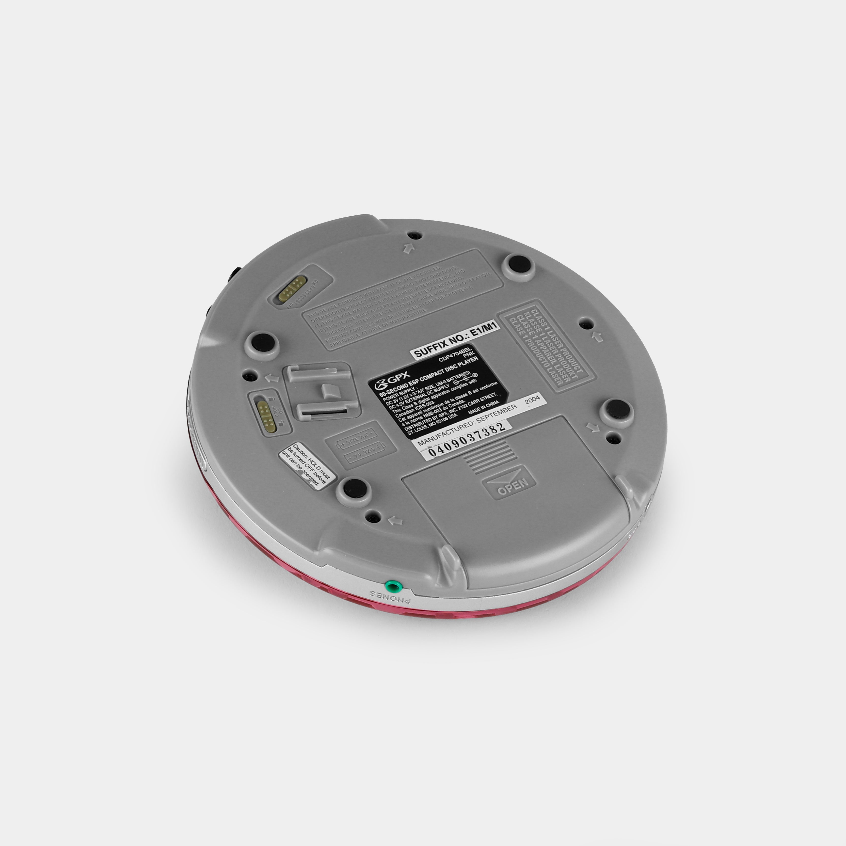 GPX CDP4704BBL Transparent Pink Bubbles Portable CD Player