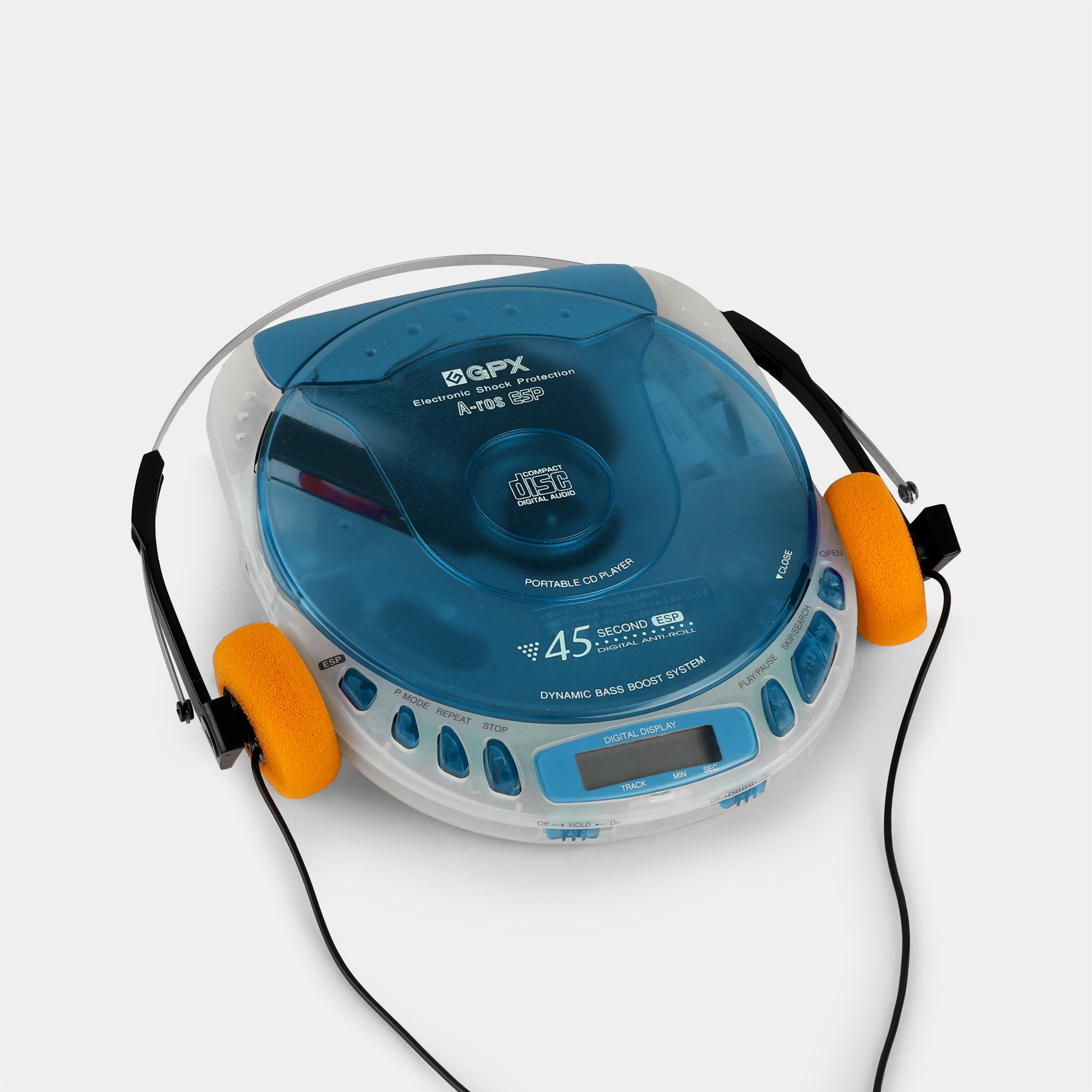 GPX C3943CT Transparent Blue Portable CD Player – Retrospekt