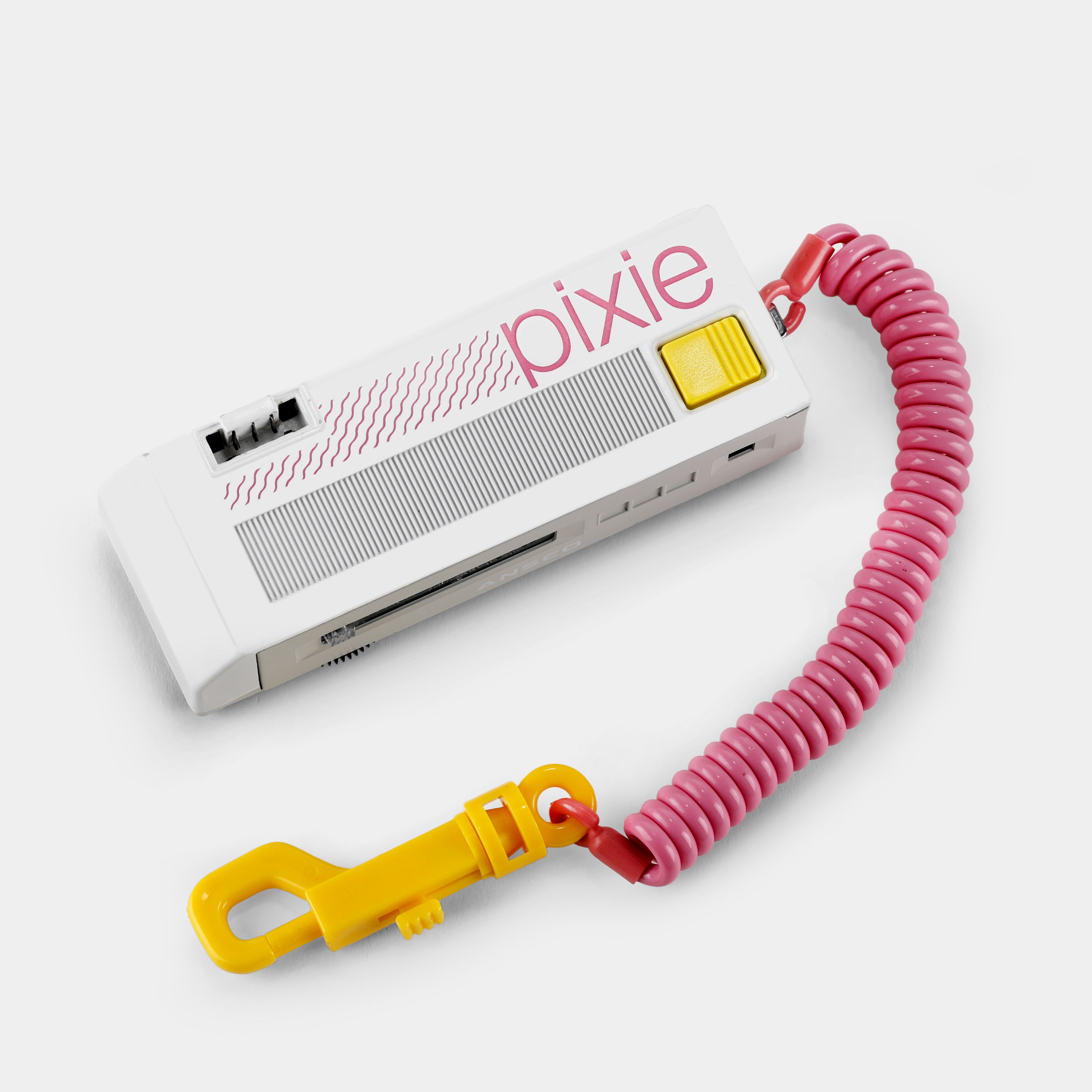 Ansco Pixie White/Pink 110 Format Film Camera and Keychain