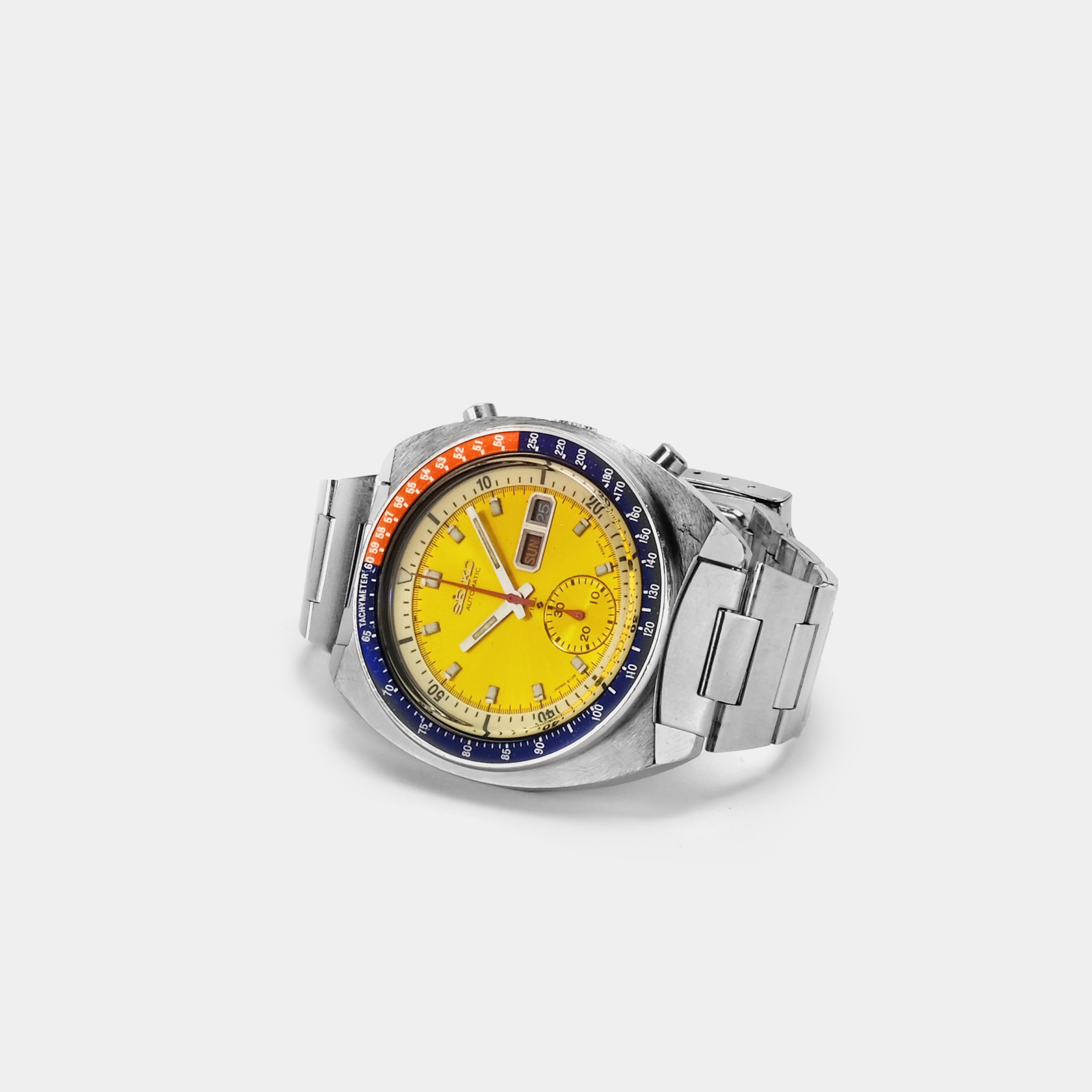Seiko 'Pogue" Automatic Chronograph ref. 6139-6005 (Yellow Dial) Circa July 1975 Wristwatch