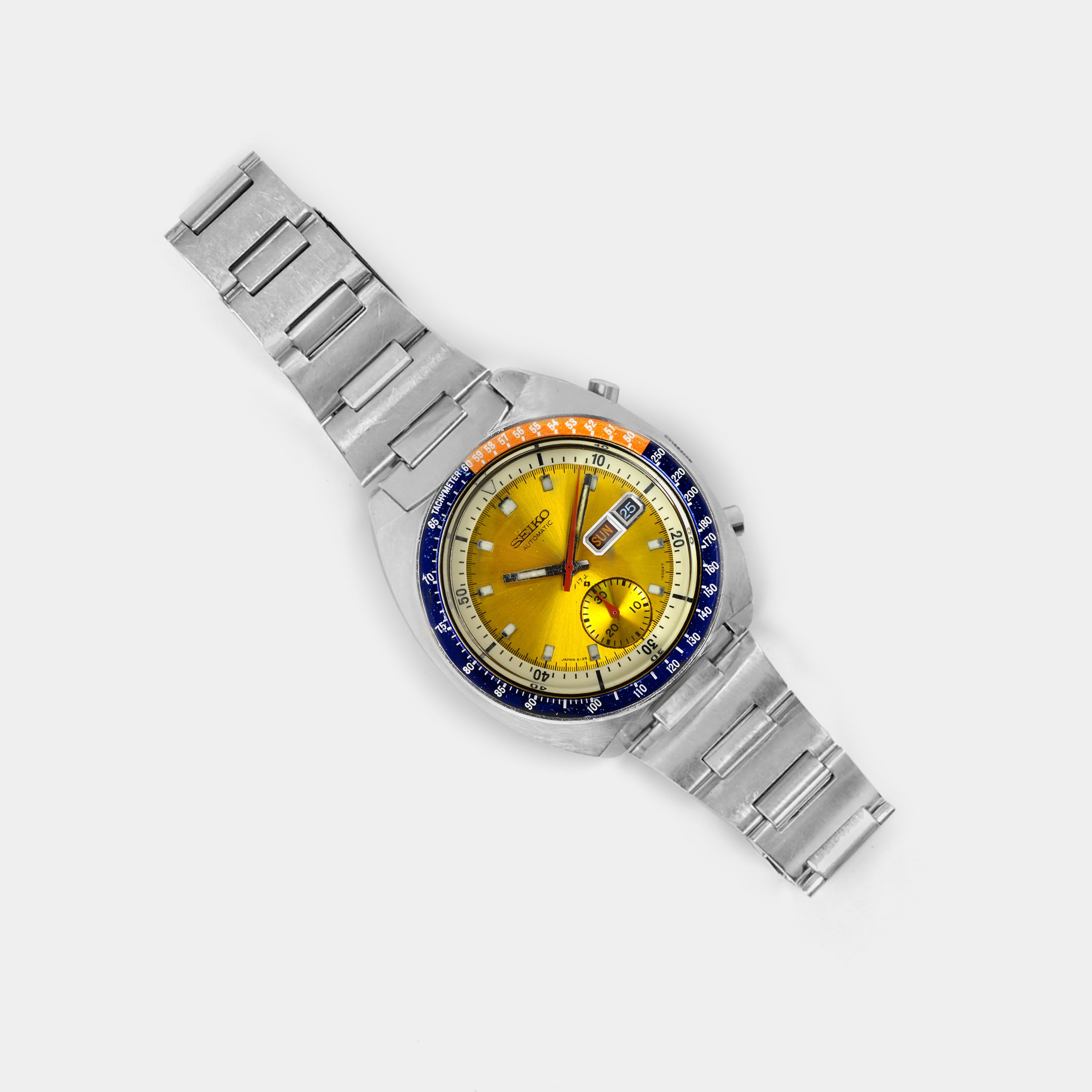 Seiko 'Pogue" Automatic Chronograph ref. 6139-6005 (Yellow Dial) Circa July 1975 Wristwatch