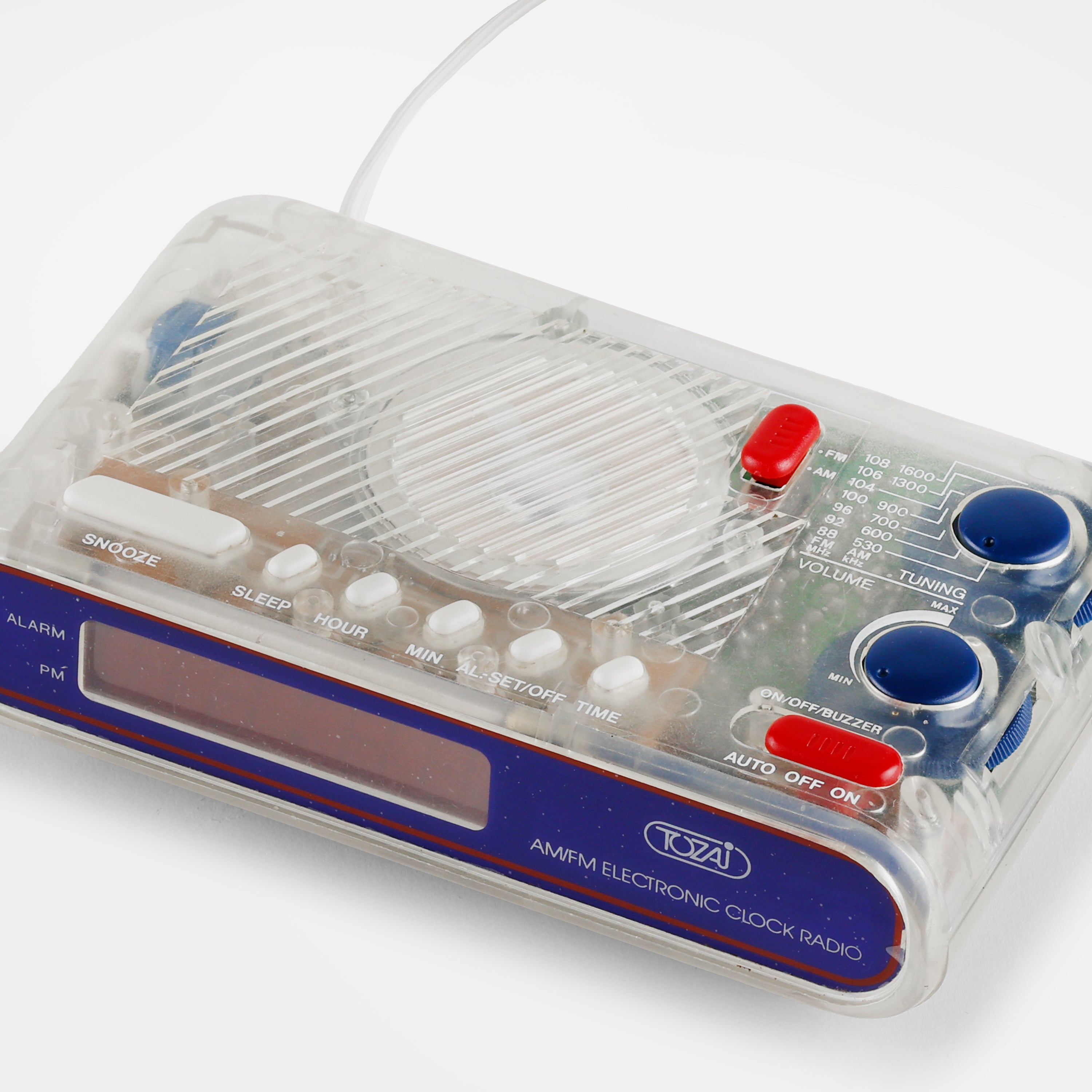 Tozai 2233T Transparent AM/FM Alarm Clock Radio