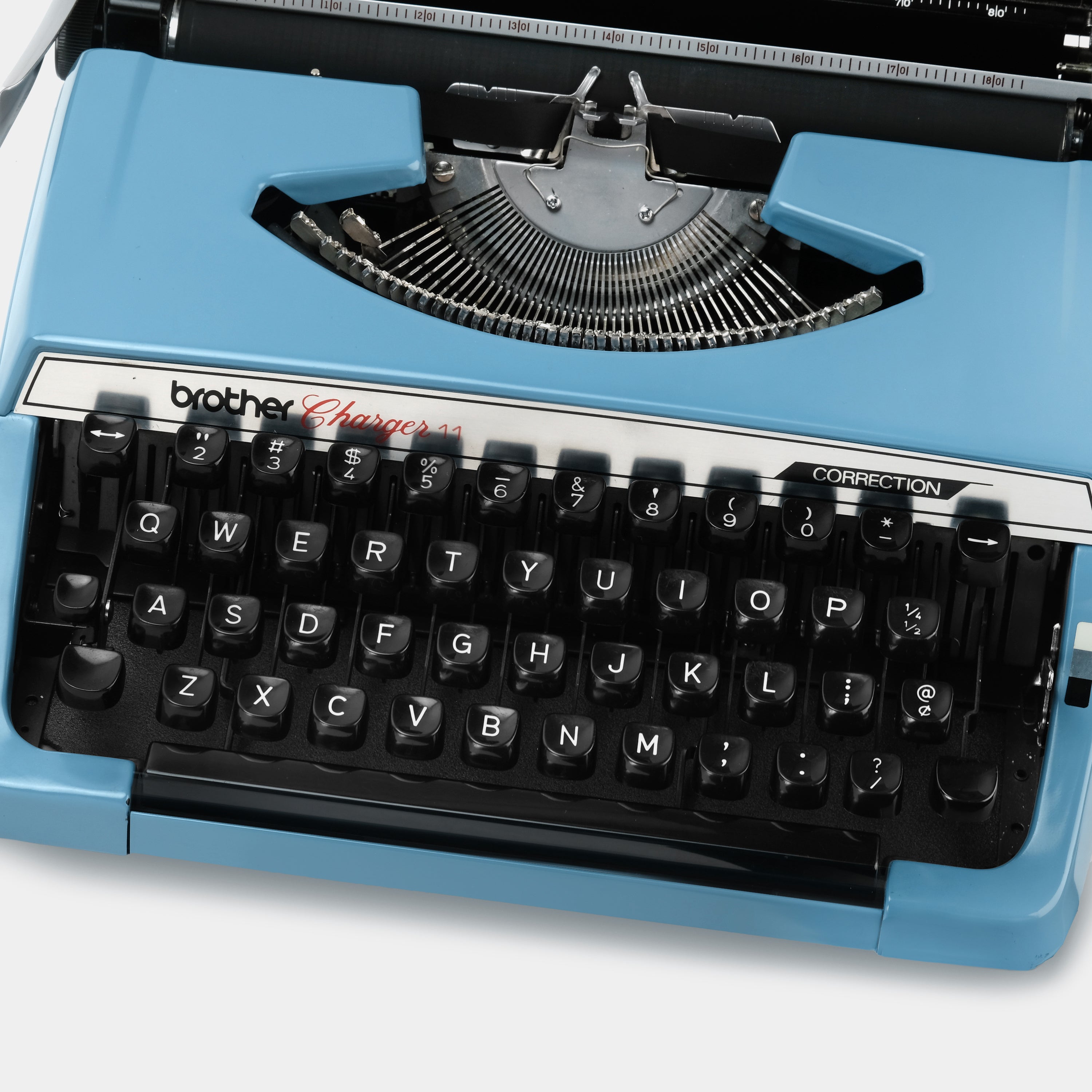 Brother Charger 11 Blue Manual Typewriter and Case