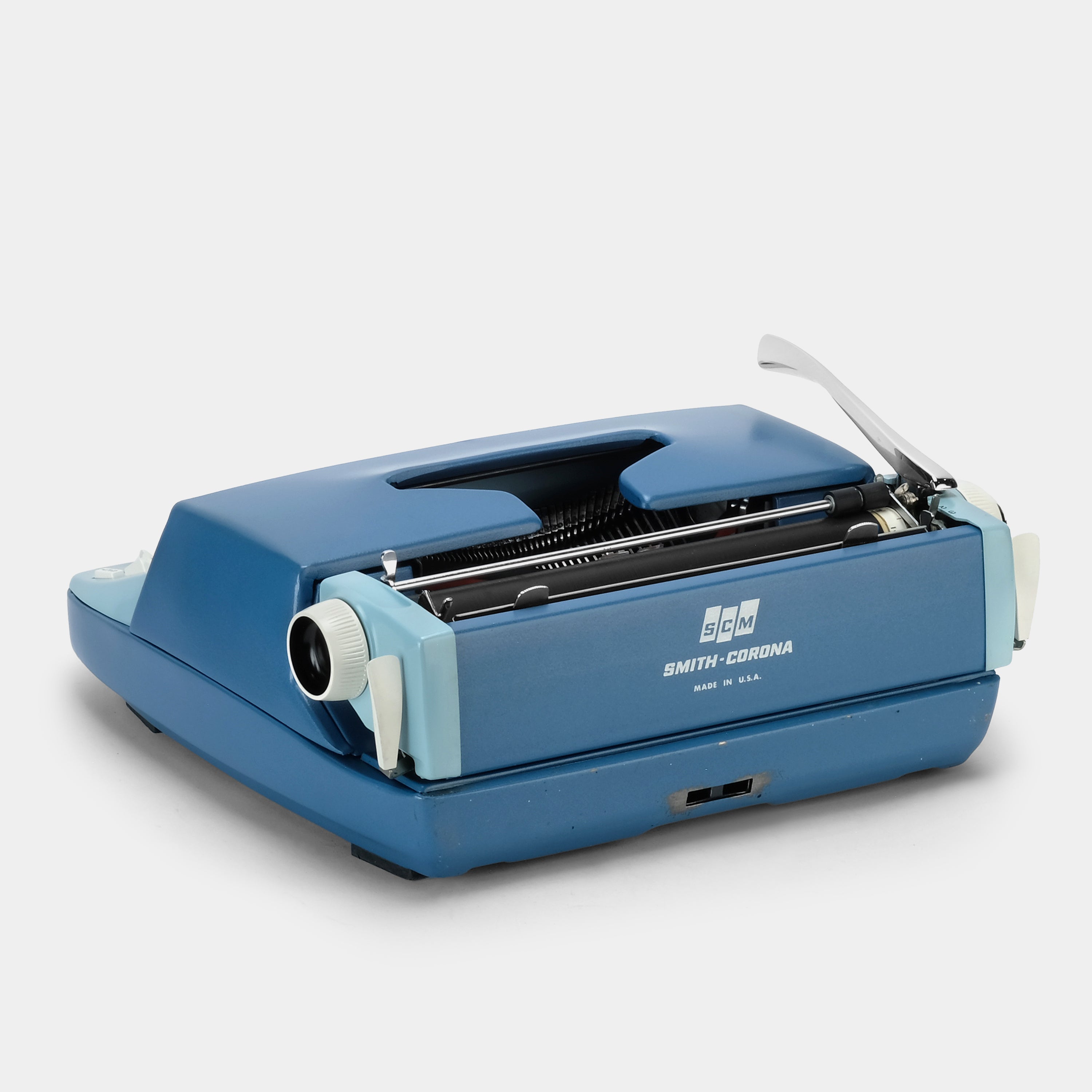 Smith-Corona Sterling Sky Blue Manual Typewriter and Case
