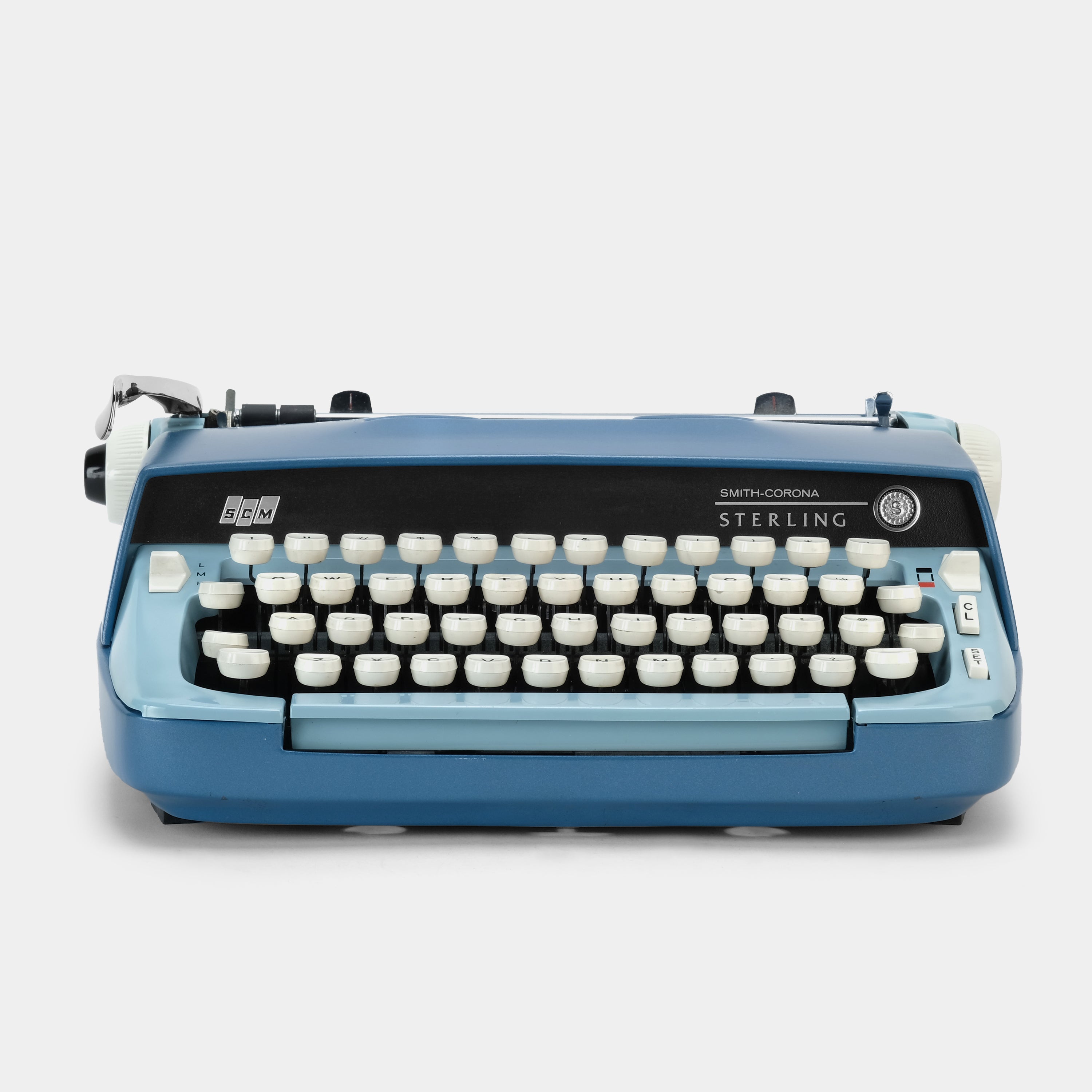 Smith-Corona Sterling Sky Blue Manual Typewriter and Case