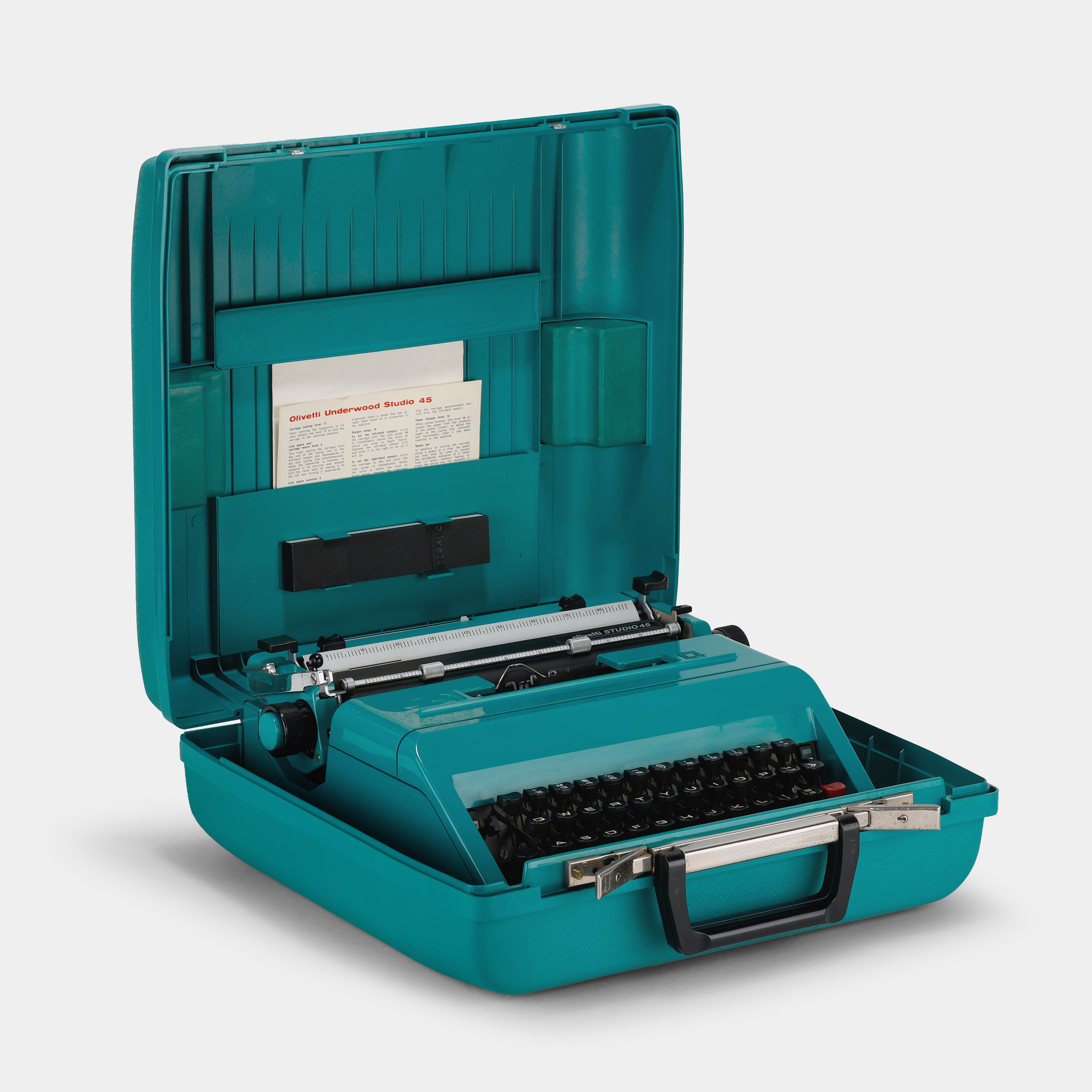 Olivetti Underwood Studio 45 Turquoise Manual Typewriter and Case