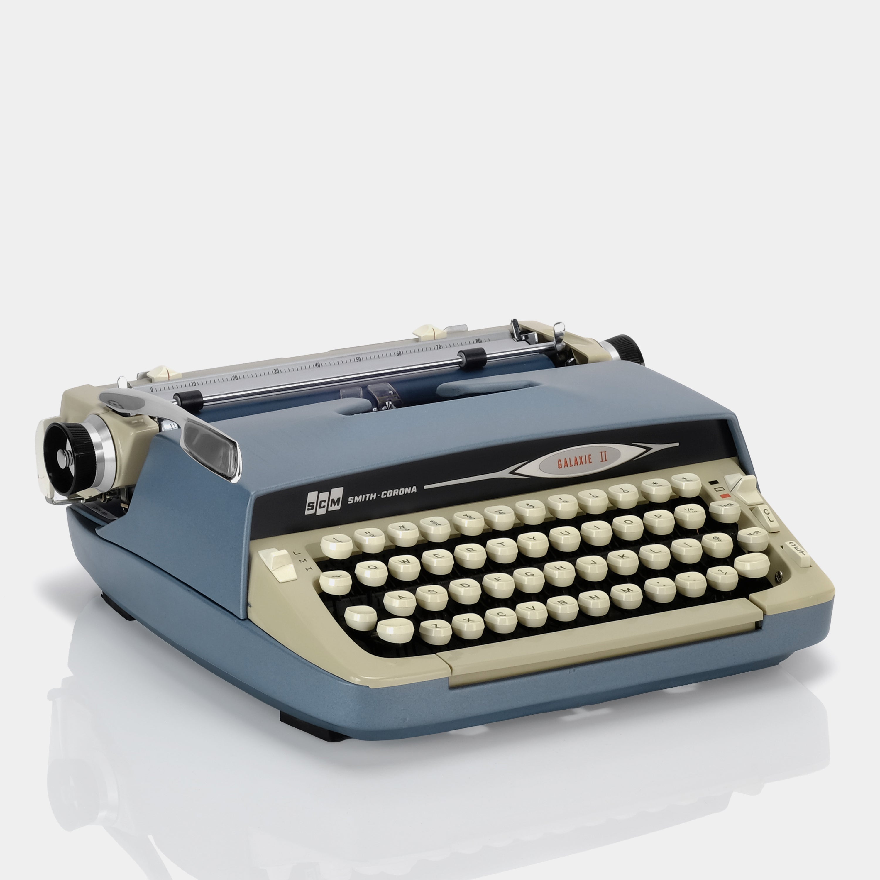 Smith-Corona Galaxie II Blue Manual Typewriter and Case
