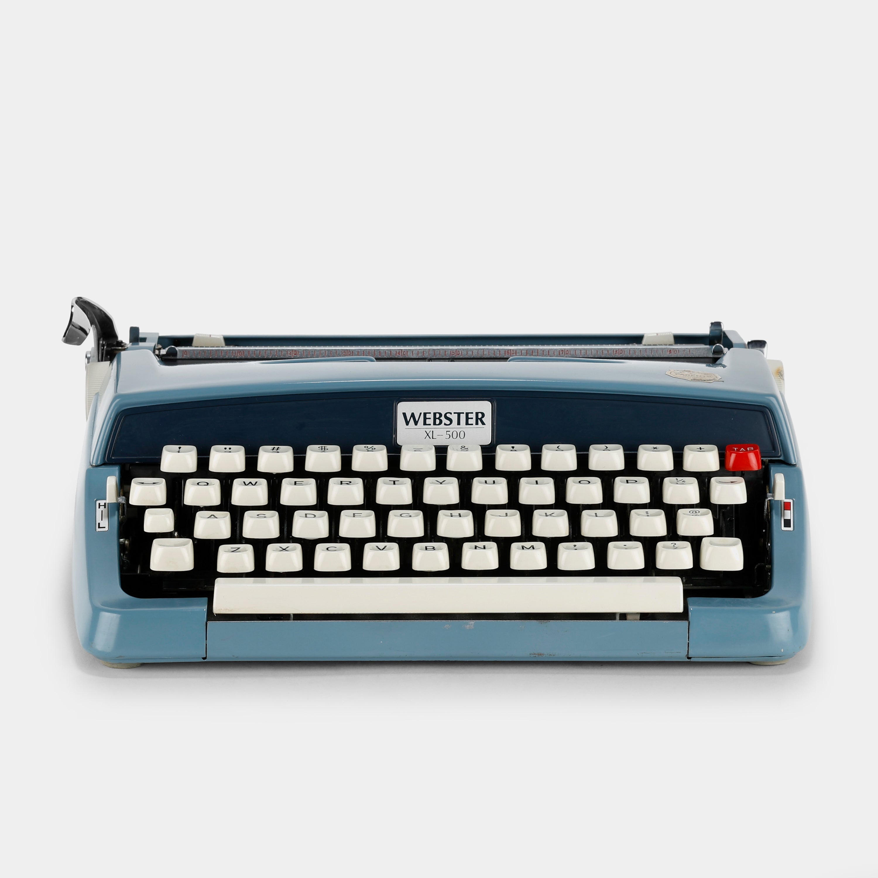 Webster XL-500 Blue Manual Typewriter and Leather Case