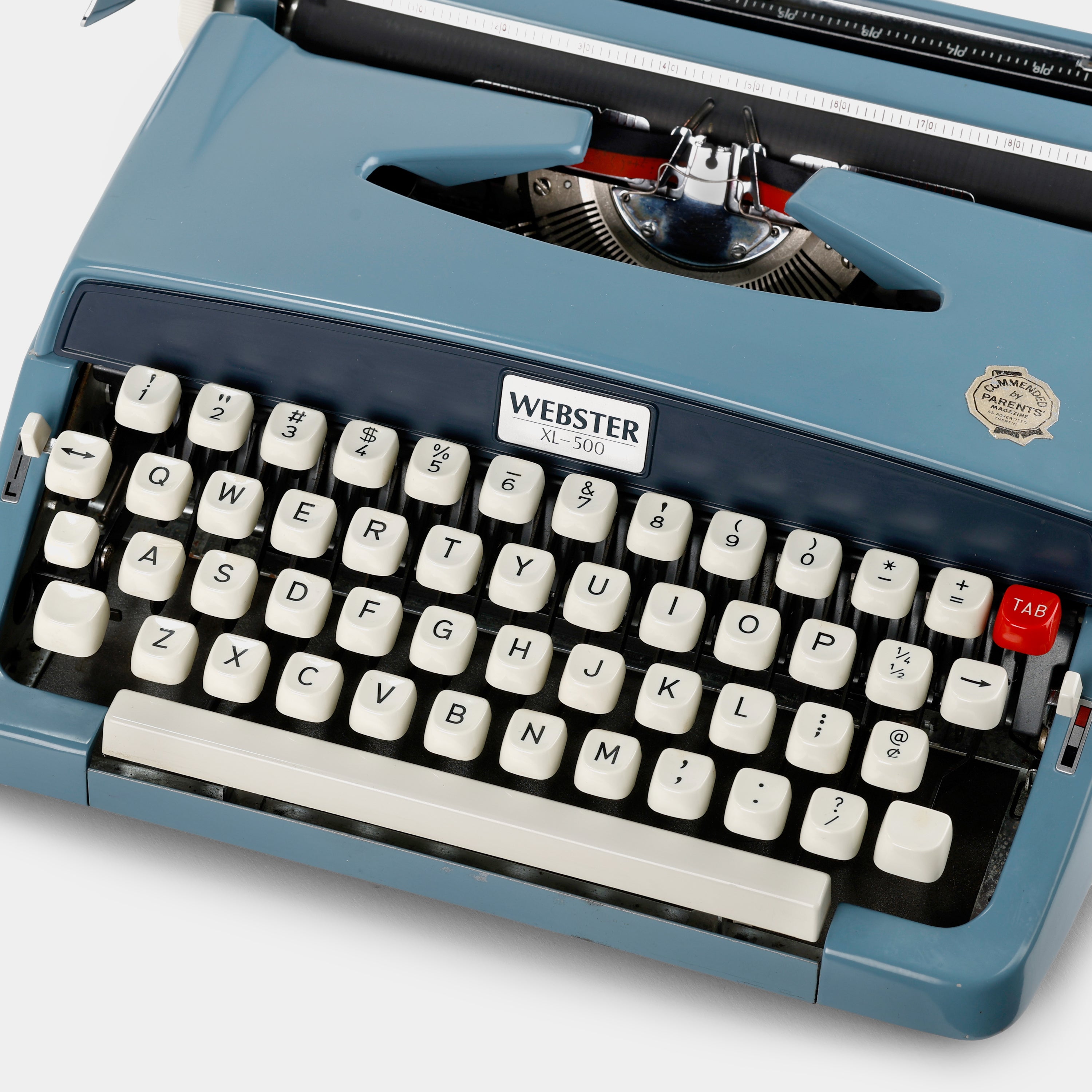 Webster XL-500 Blue Manual Typewriter and Leather Case