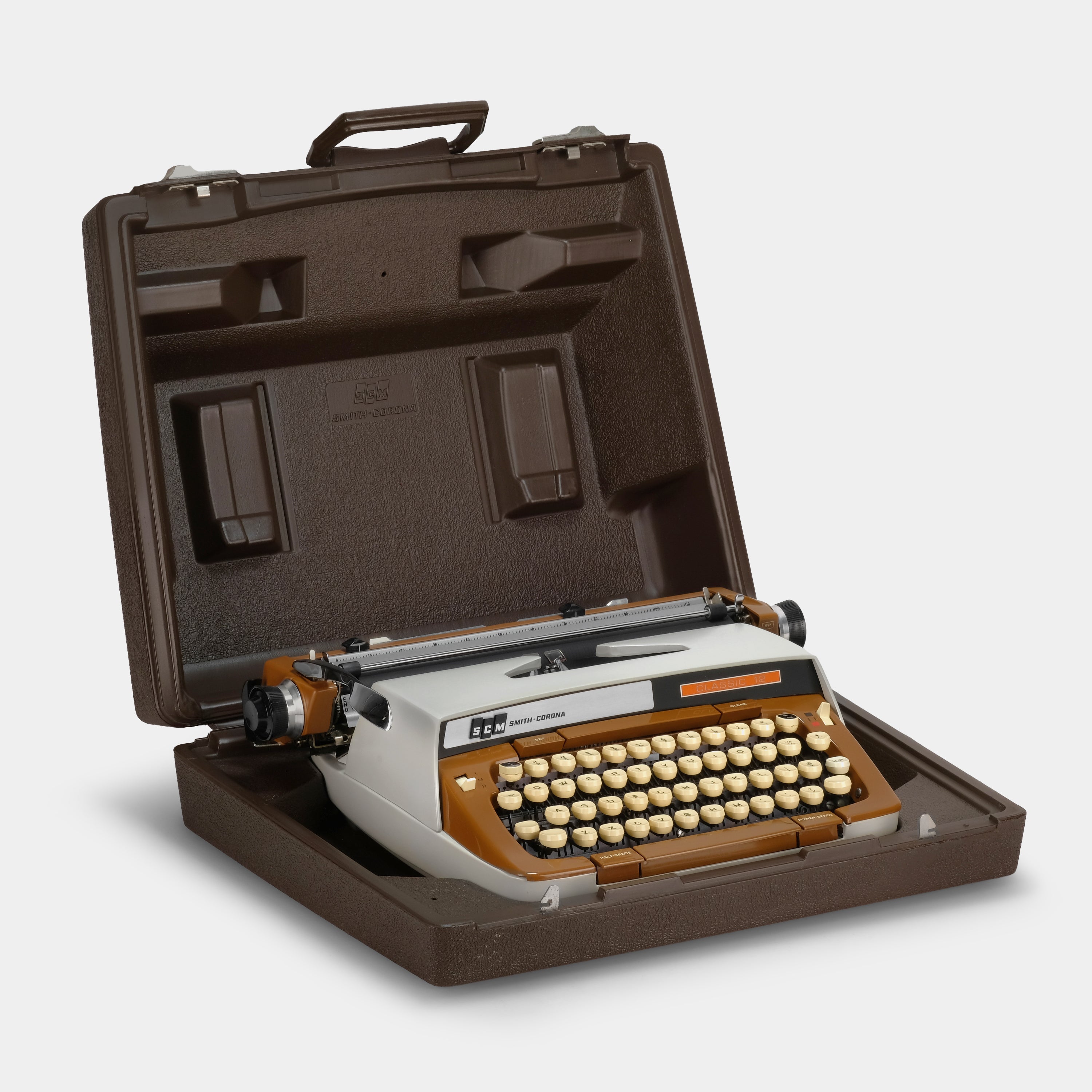 Smith-Corona Classic 12 Brown and Grey Manual Typewriter and Case
