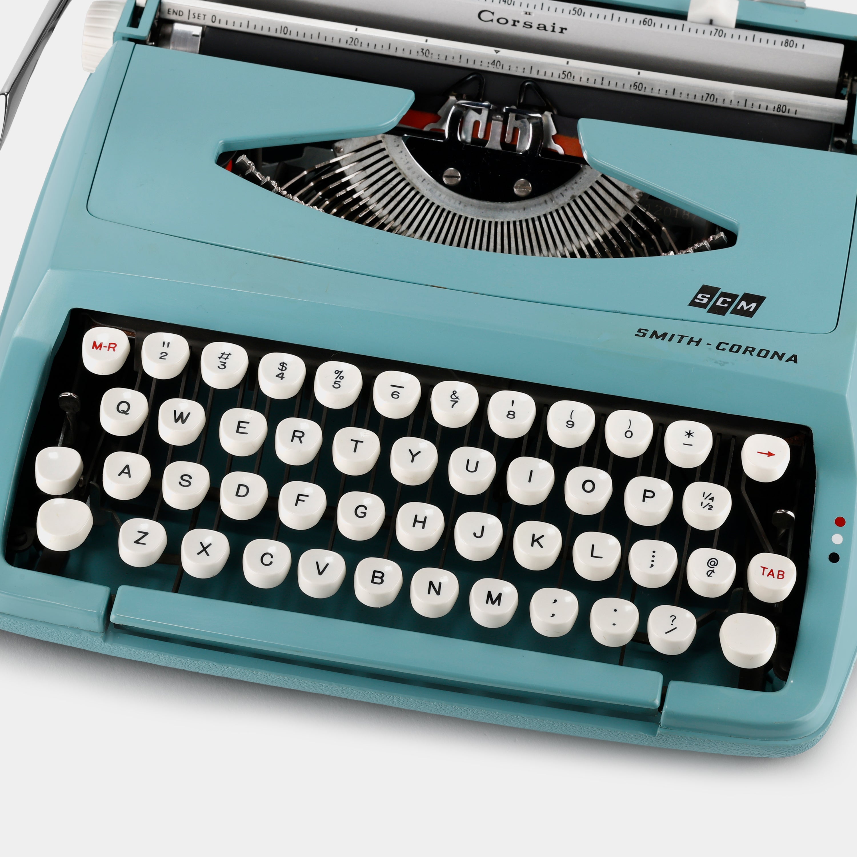 Smith-Corona Corsair Deluxe Turquoise Manual Typewriter and Case